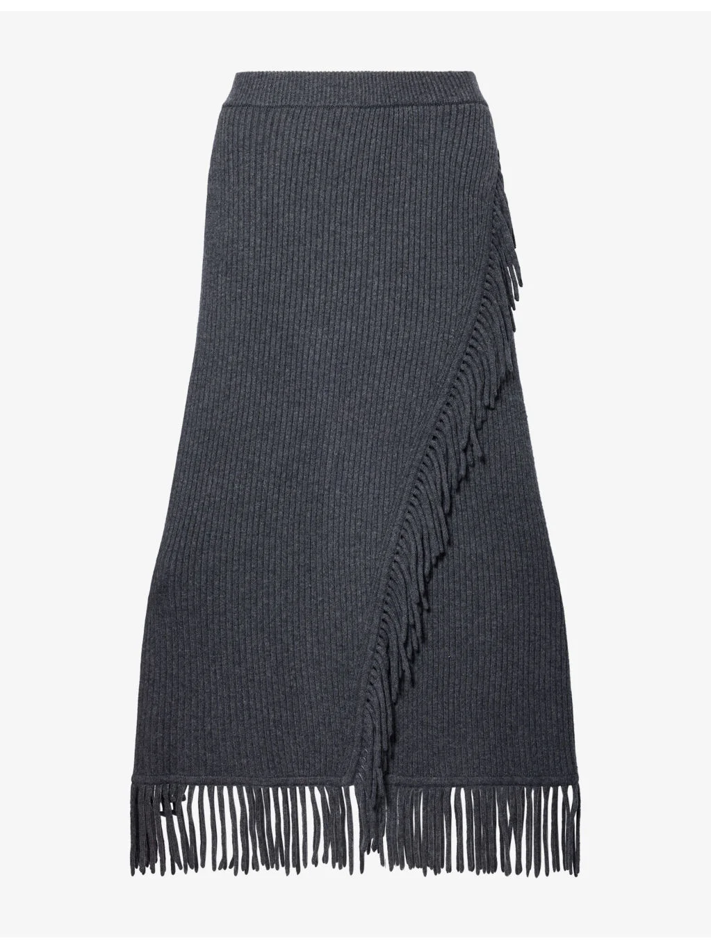 Casey Fringed Knitted Wool And Cashmere Midi Skirt - 1