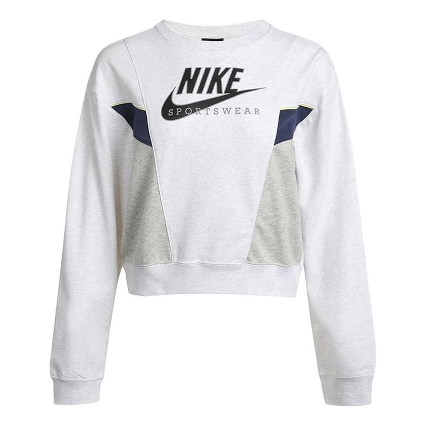 (WMNS) Nike Casual Sports Round Neck Long Sleeves Pullover Hoodie White CZ8599-051 - 1