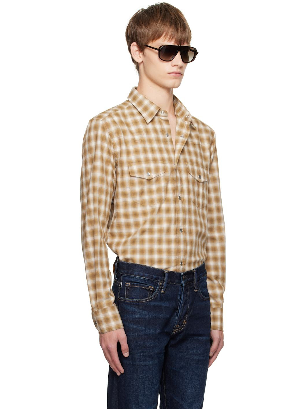 Tan Check Western Shirt - 2