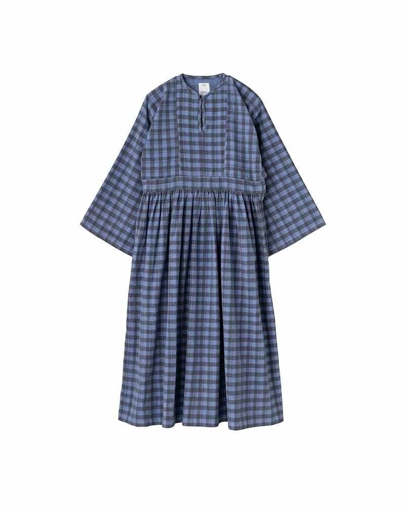 HIPPIE DRESS KHADI CHECK BLUE - 1