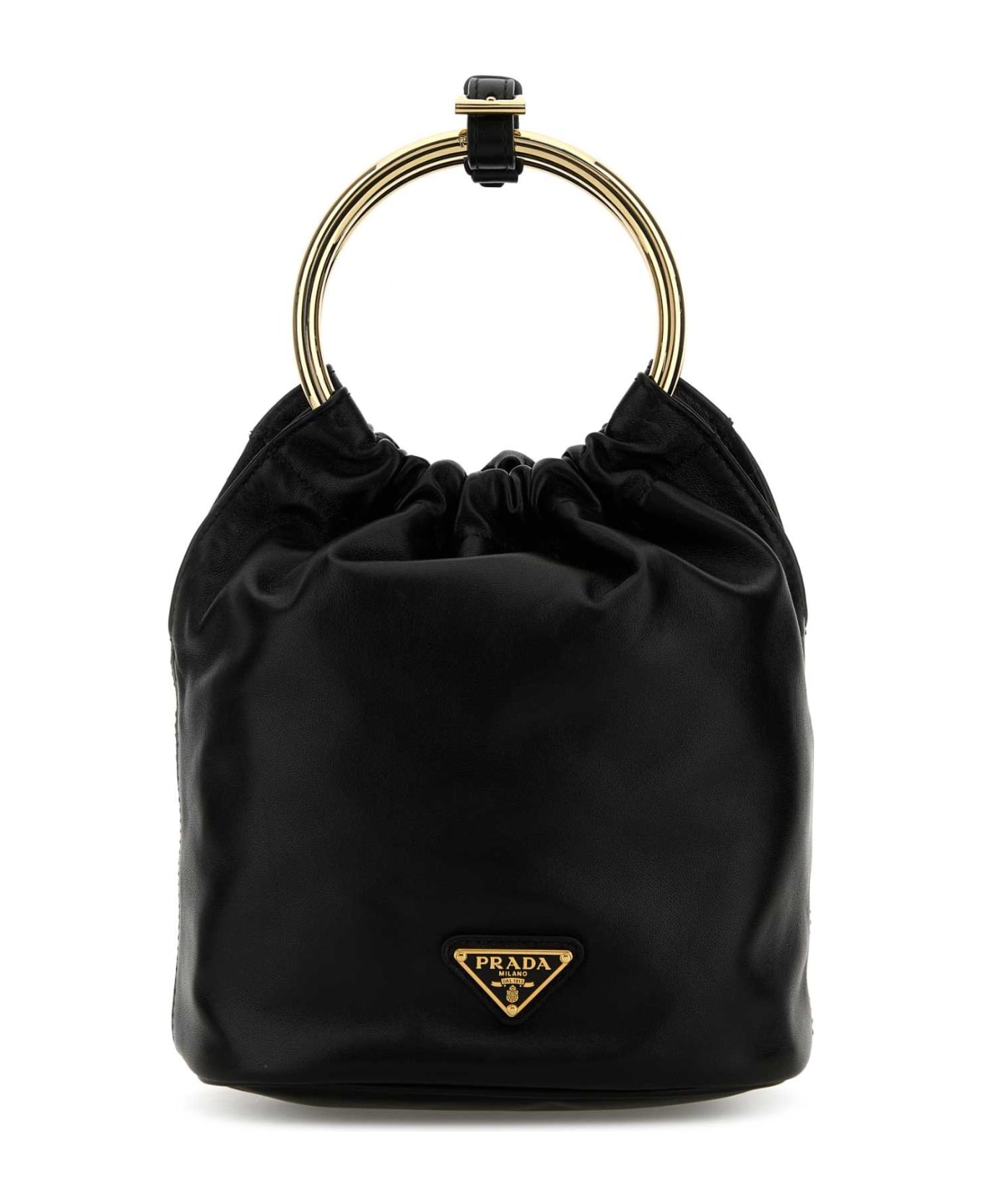 Black Nappa Leather Mini Bucket Bag - 1