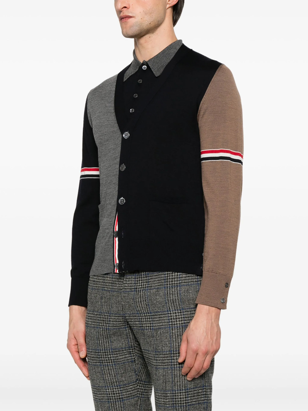 Fine Merino Wool Funmix V Neck Cardigan Men - 3