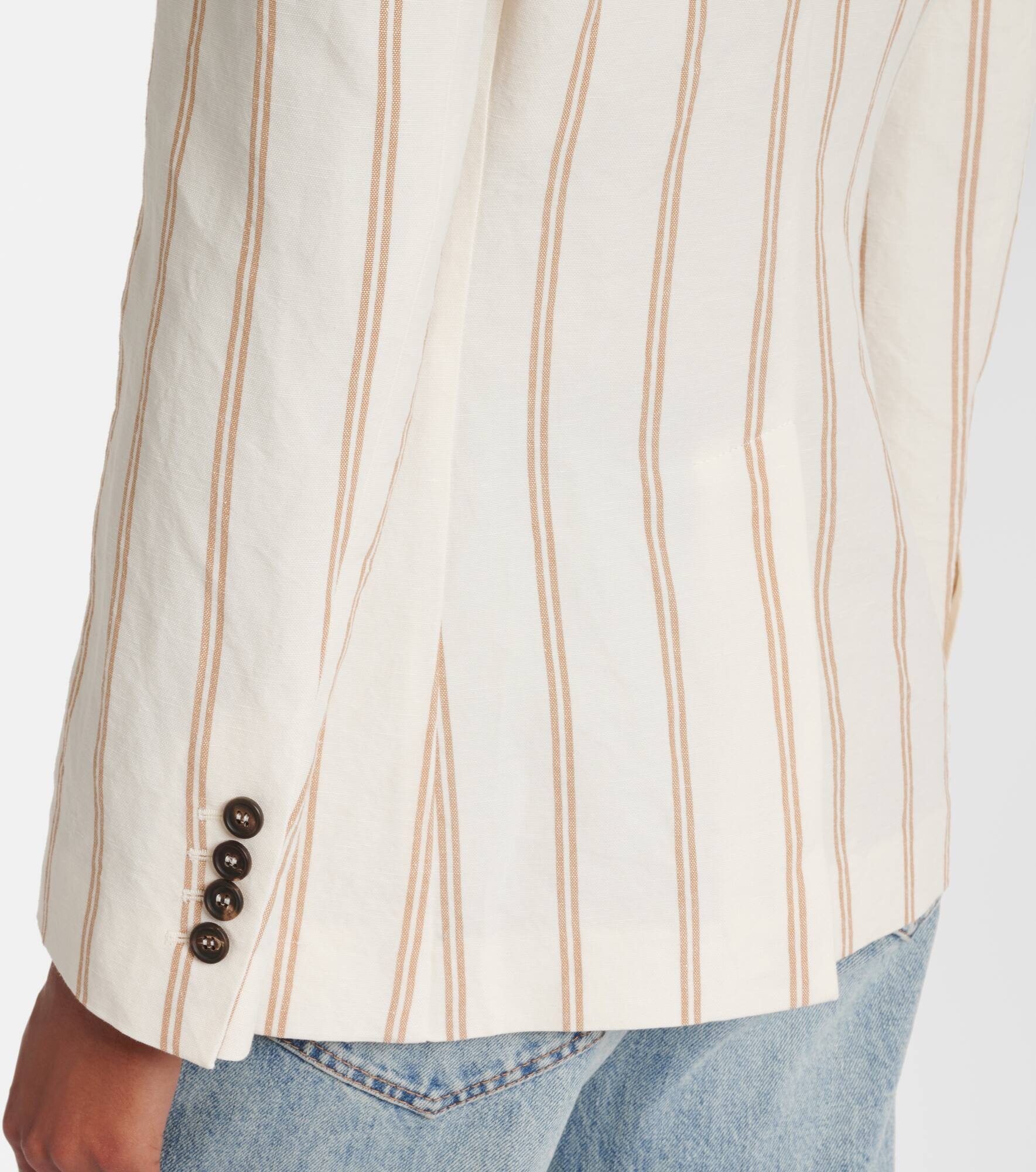Striped linen and cotton blazer - 5