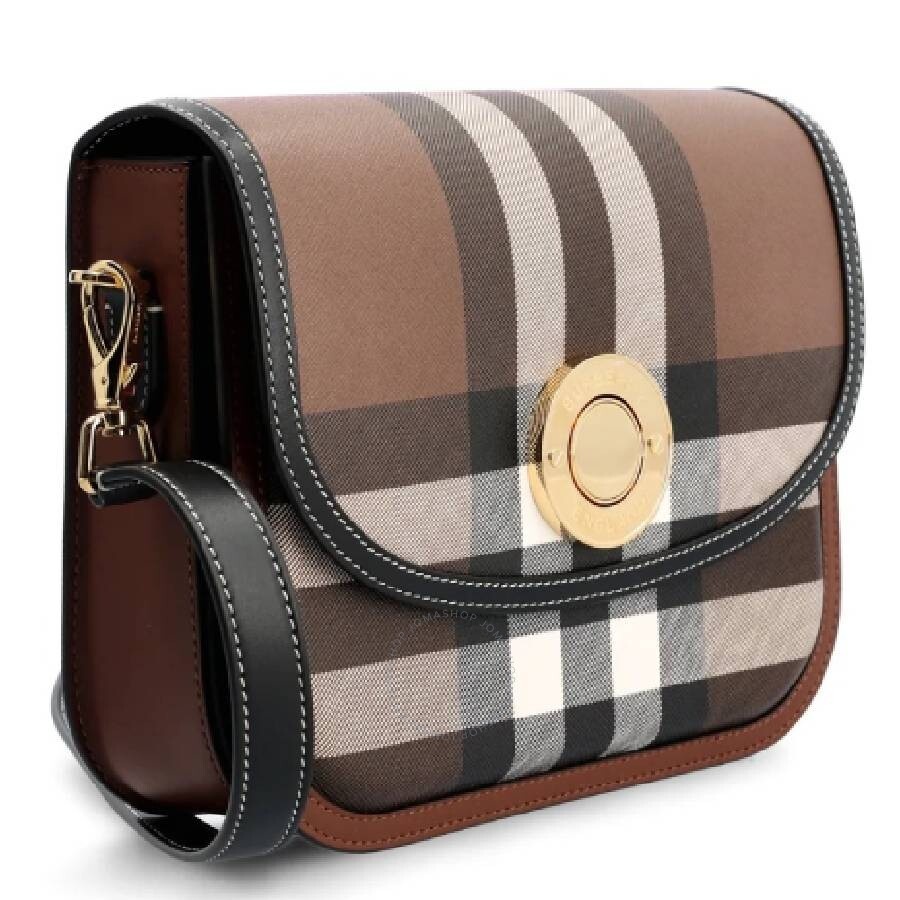 Burberry Dark Birch Brown Check And Leather Medium Elizabeth Bag - 3