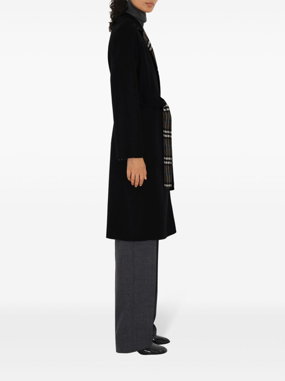 Reversible check wool wrap coat - 3