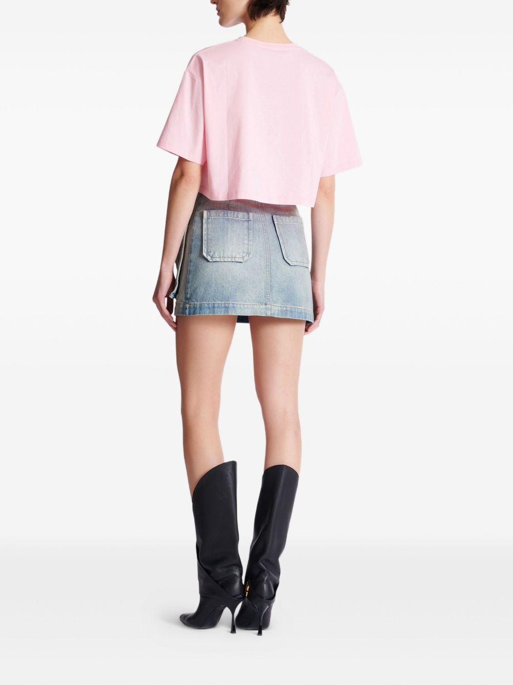 cropped logo-print T-shirt - 4