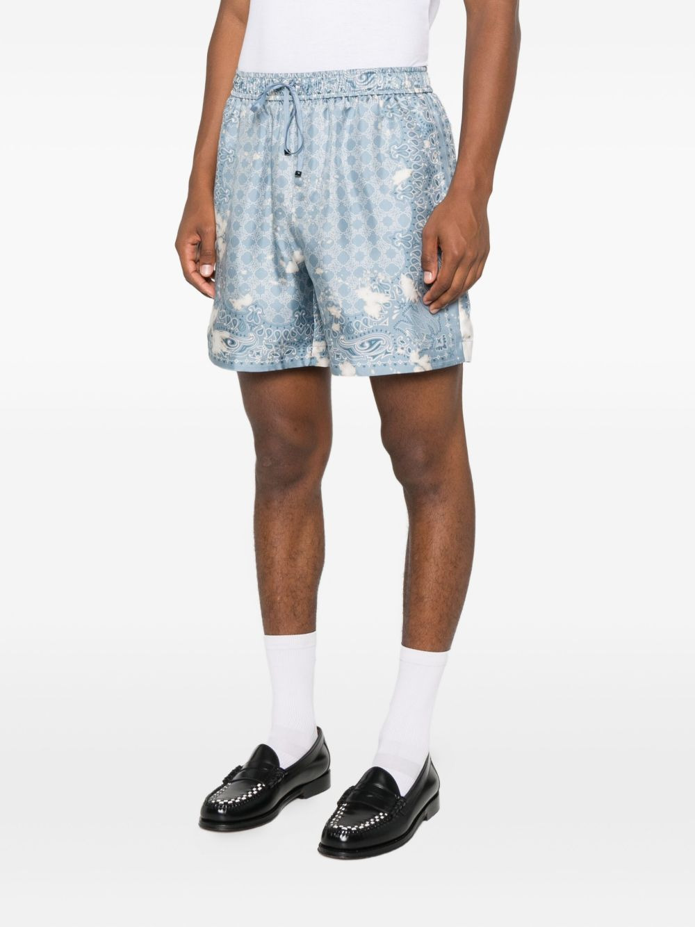paisley-print silk shorts - 3