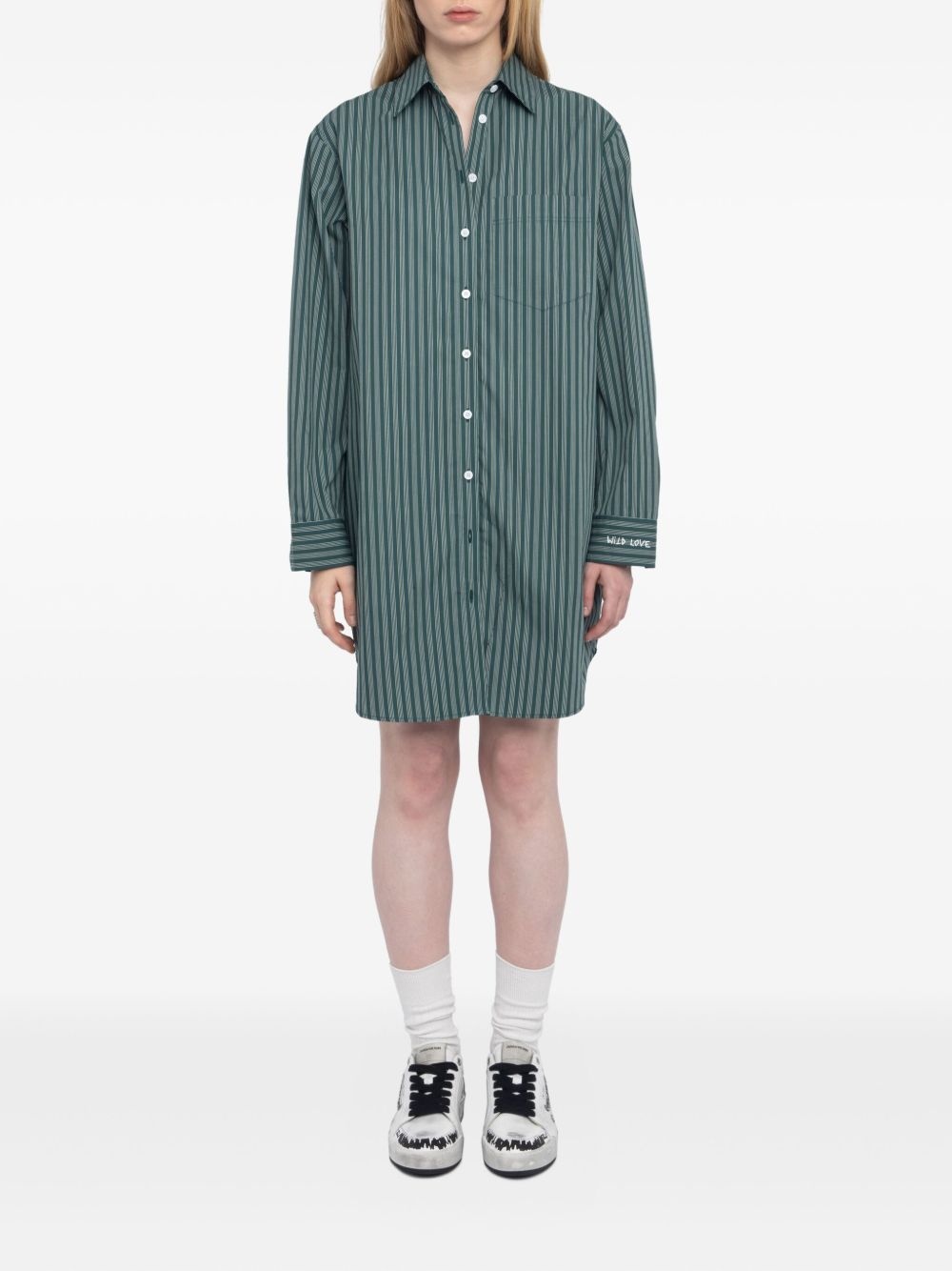 Rorning striped long-sleeve shirt mini dress - 2