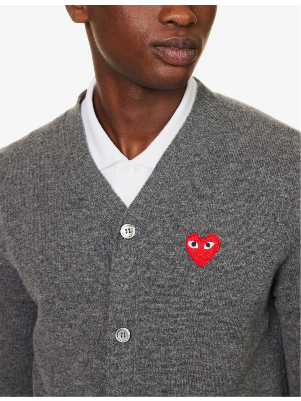 Logo-embroidered V-neck wool cardigan - 5