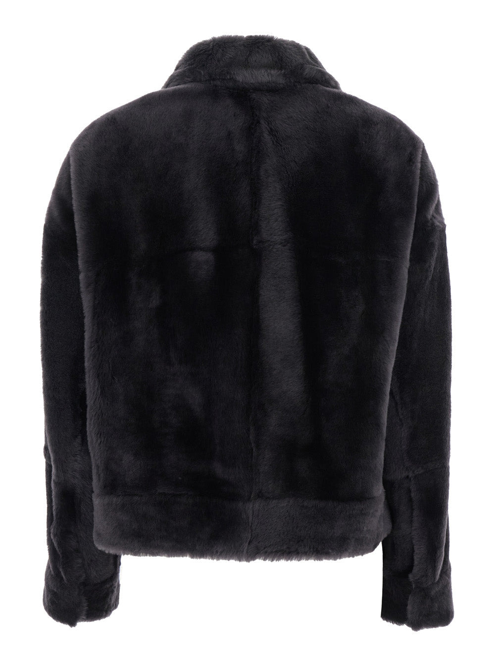 Brunello Cucinelli Women Grey Shearling Jacket With Two Front Welt Pockets With Zip In Fur Woman - 2