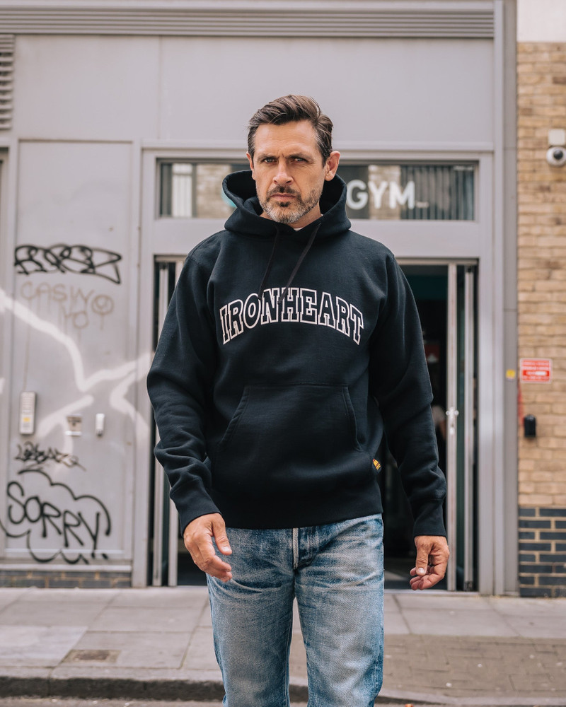 IHSW-79-BLK PRINTED 14OZ ULTRA HEAVYWEIGHT LOOPWHEEL COTTON HOODIE - BLACK 4