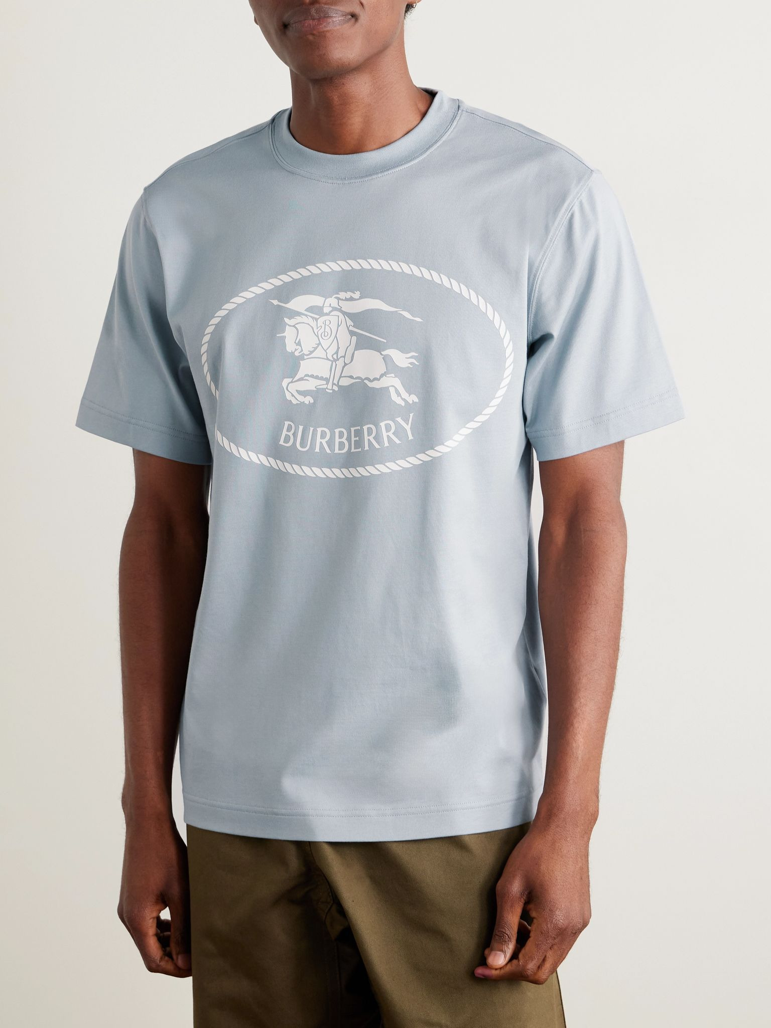 Slim-Fit Logo-Print Cotton-Jersey T-Shirt Light blue - 3