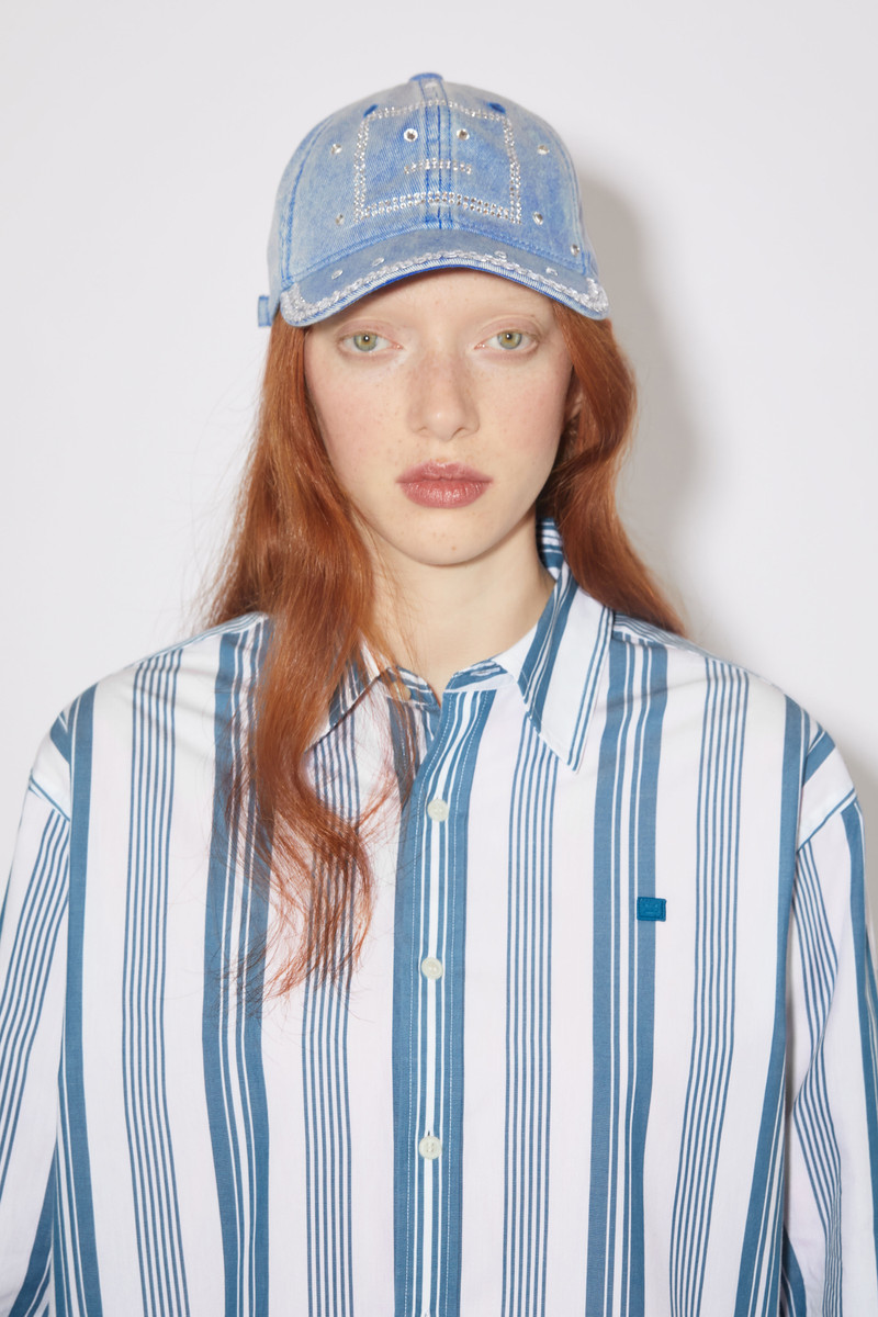 Acne Studios Crystal face logo cap - Electric blue outlook