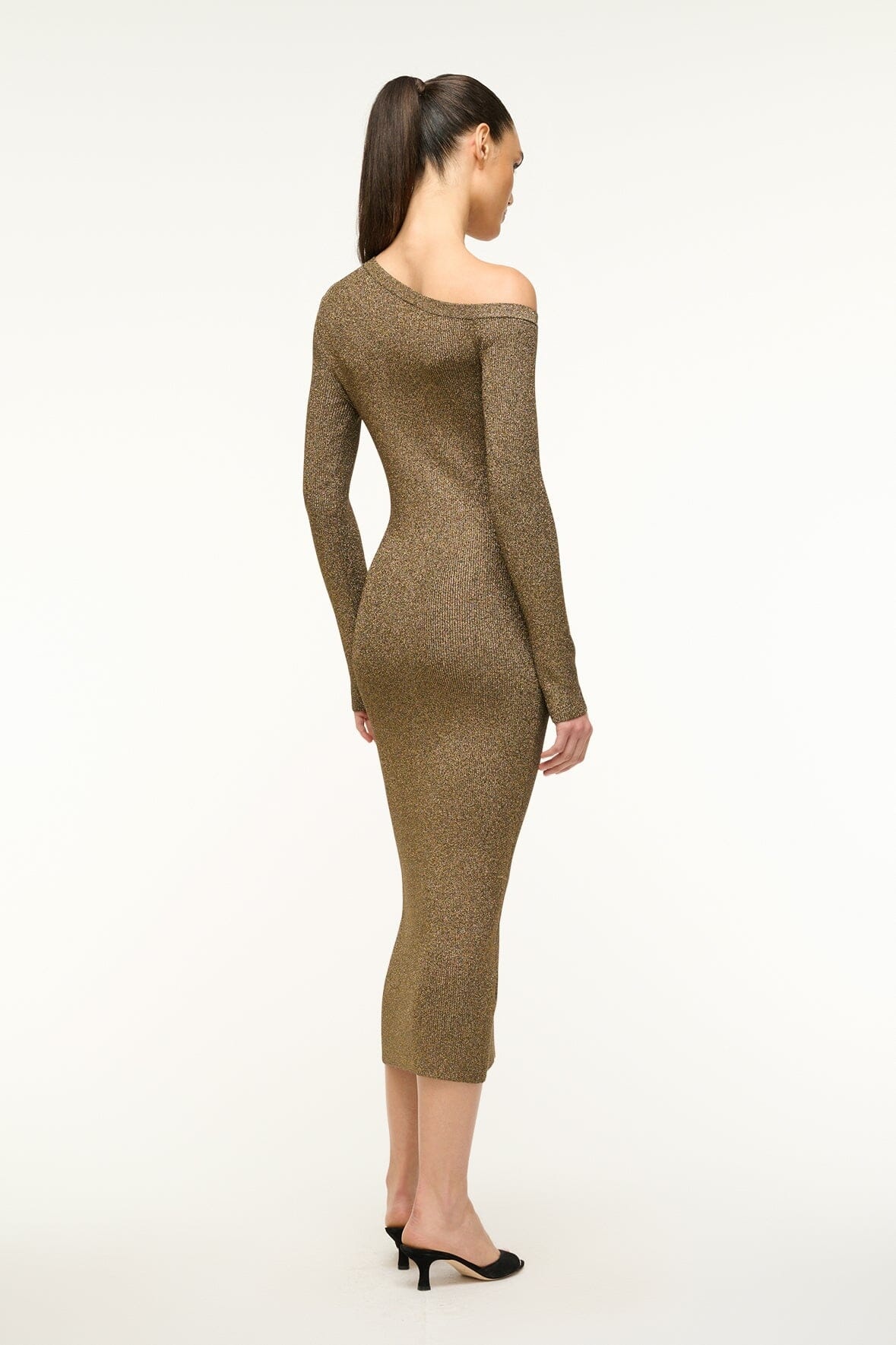 STAUD CRAFTSMAN SWEATER DRESS METALLIC GOLD - 5