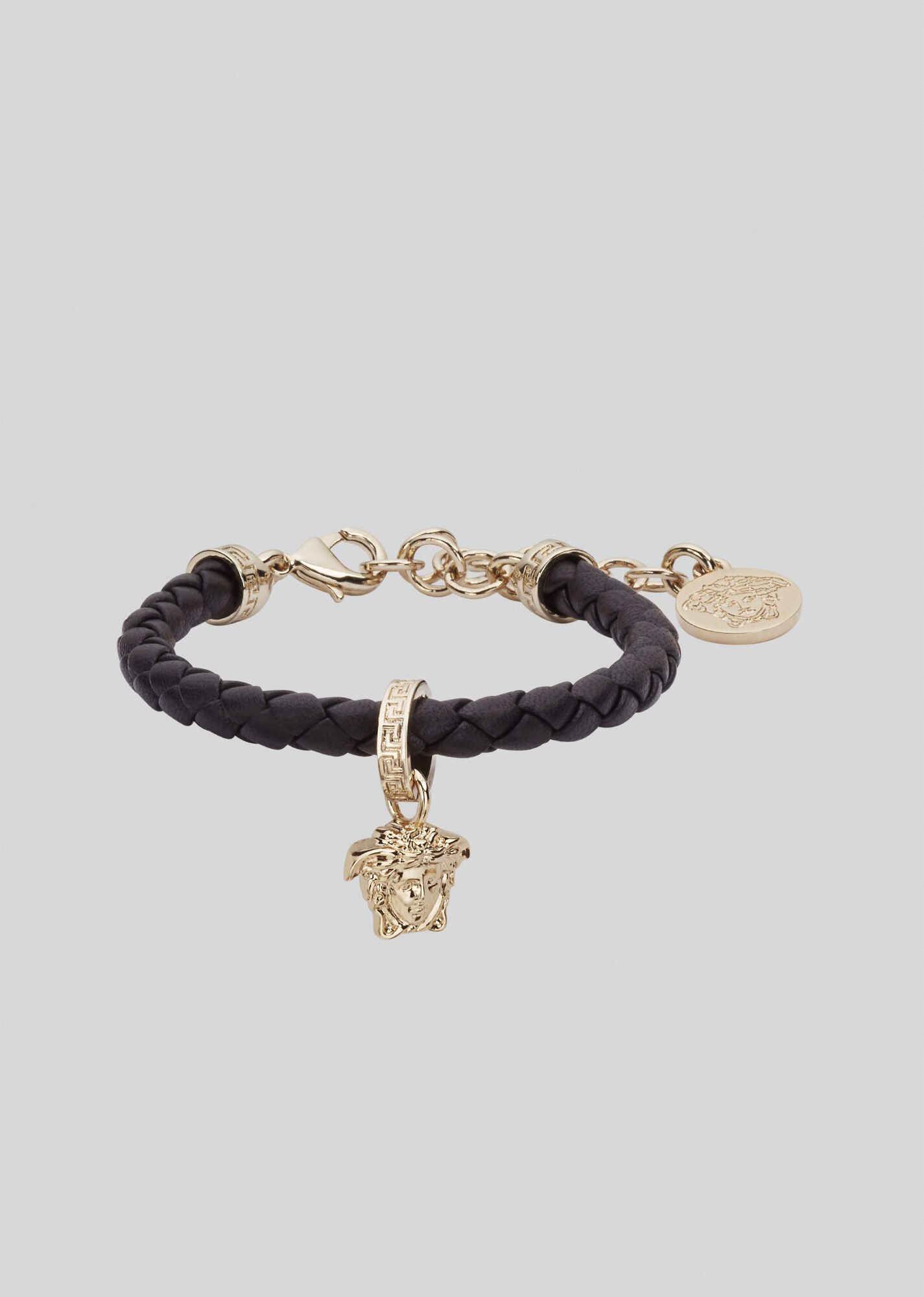 Braided Leather Charm Bracelet - 1