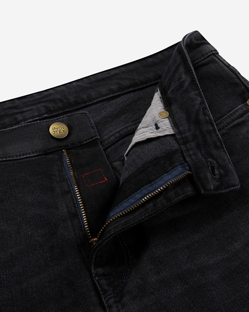 Slim fit five-pocket black cotton denim trousers 4