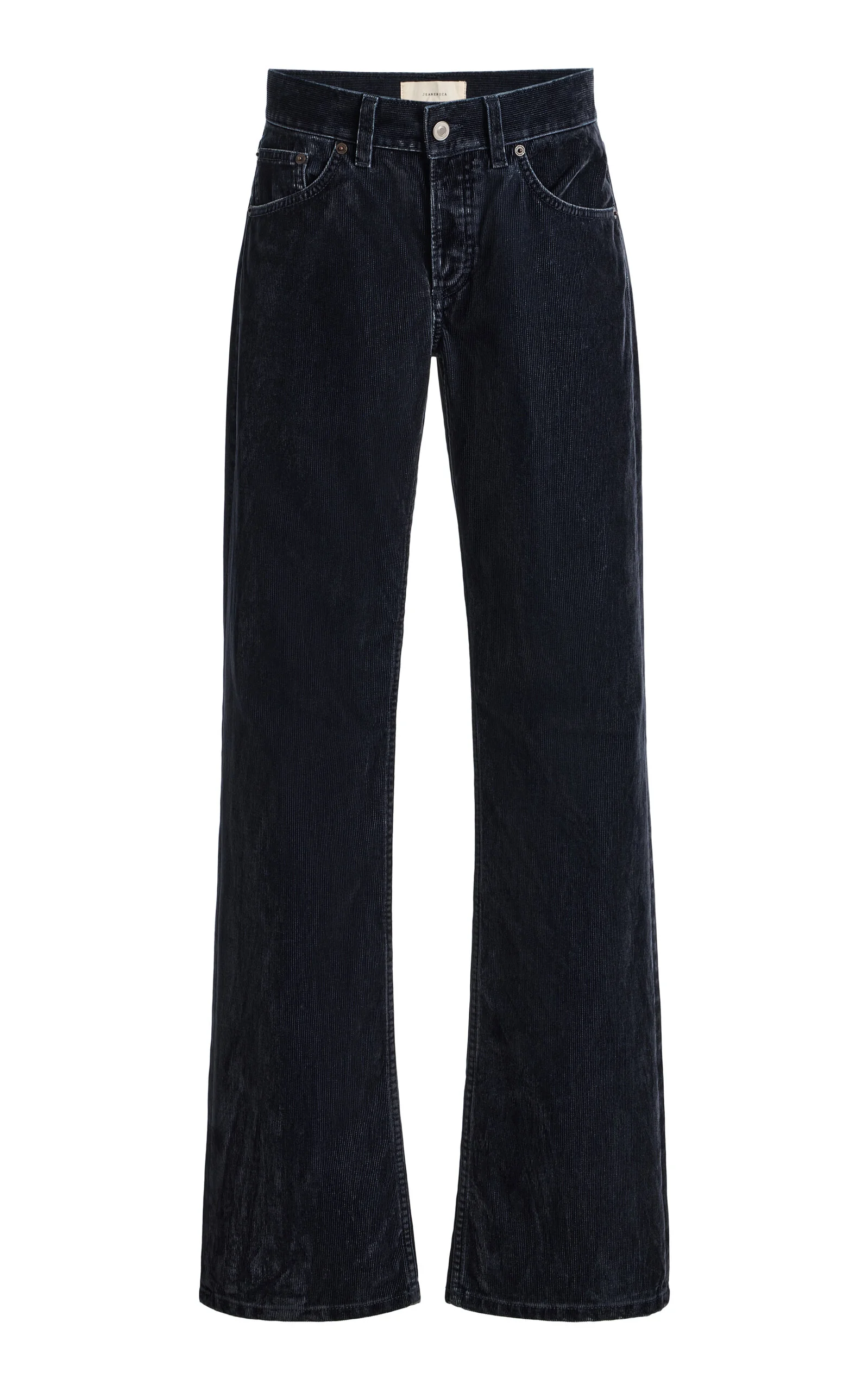 Kyoto Droit Corduroy Low-Rise Straight-Leg Jeans dark wash - 1