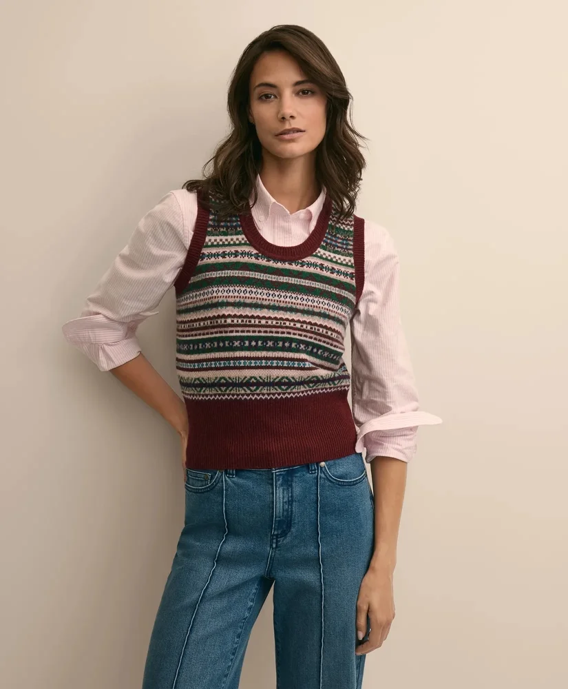 Lambswool Fair Isle Sweater Vest - 1
