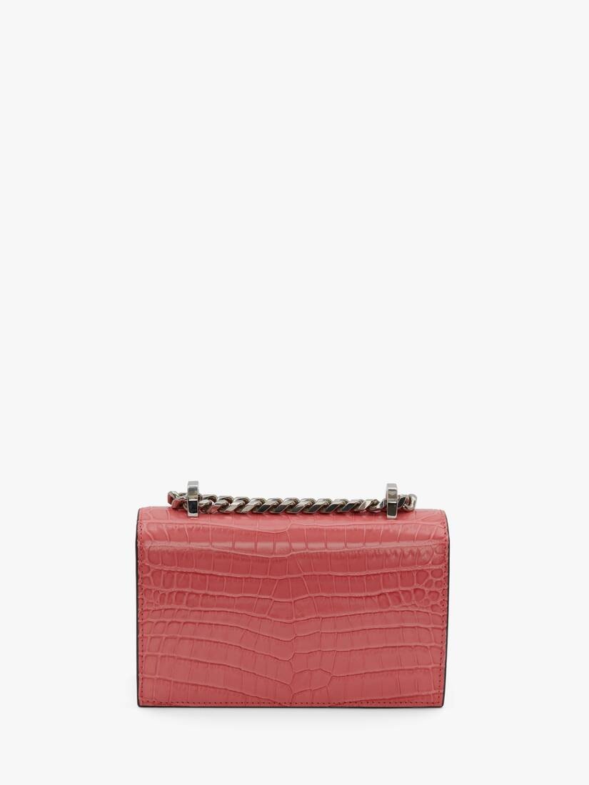 Mini Jewelled Satchel in Coral - 3