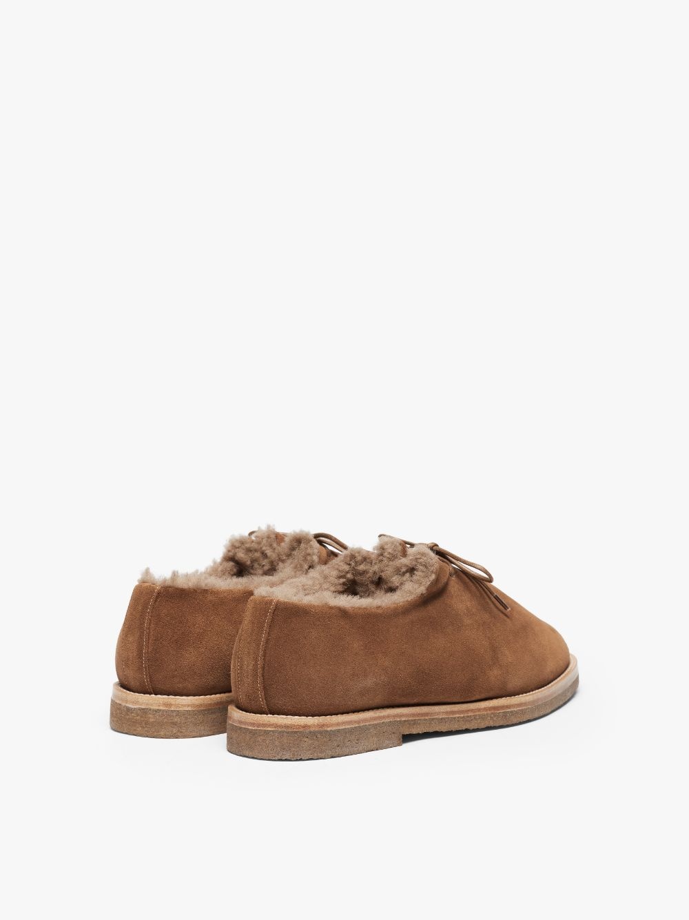 JACQUES SOLOVIÈRE TOBACOO SHEARLING SUEDE LACE-UP SHOES - 4