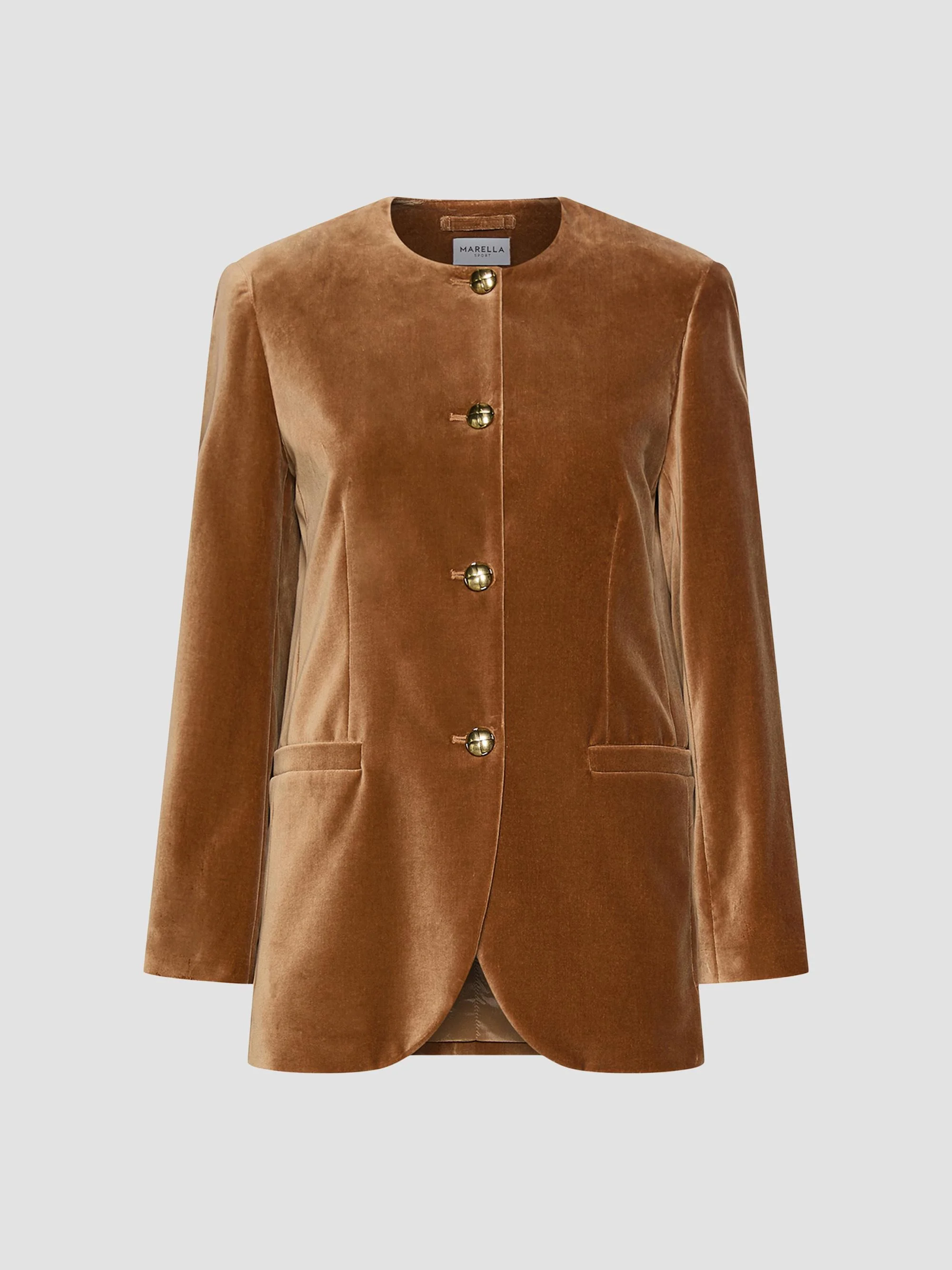 Women's Straight Fit Stretch Velvet Blazer - Buck - 1