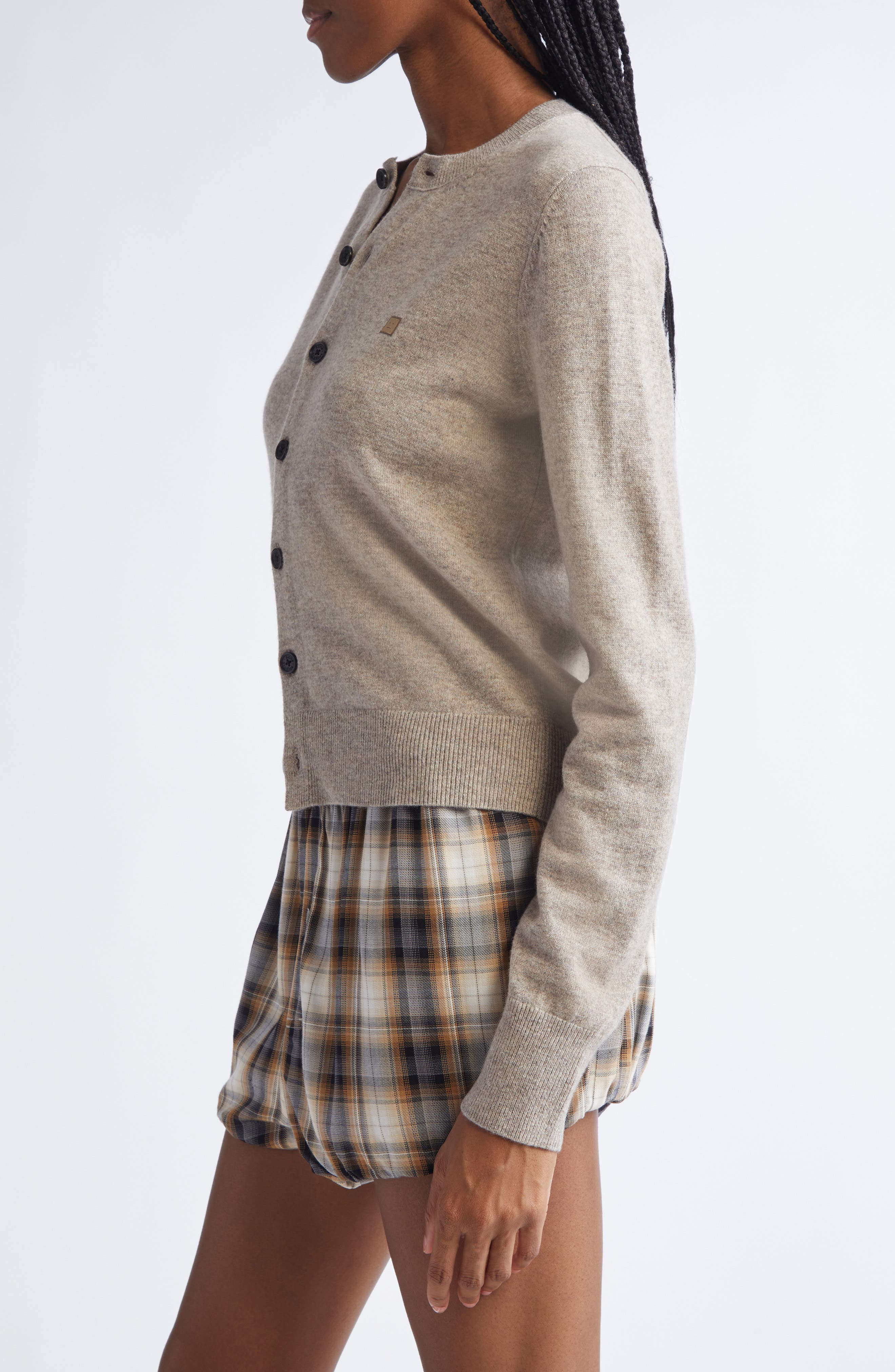 Acne Studios Keny Core Wool & Yak Hair Cardigan in Greige Melange at Nordstrom - 4