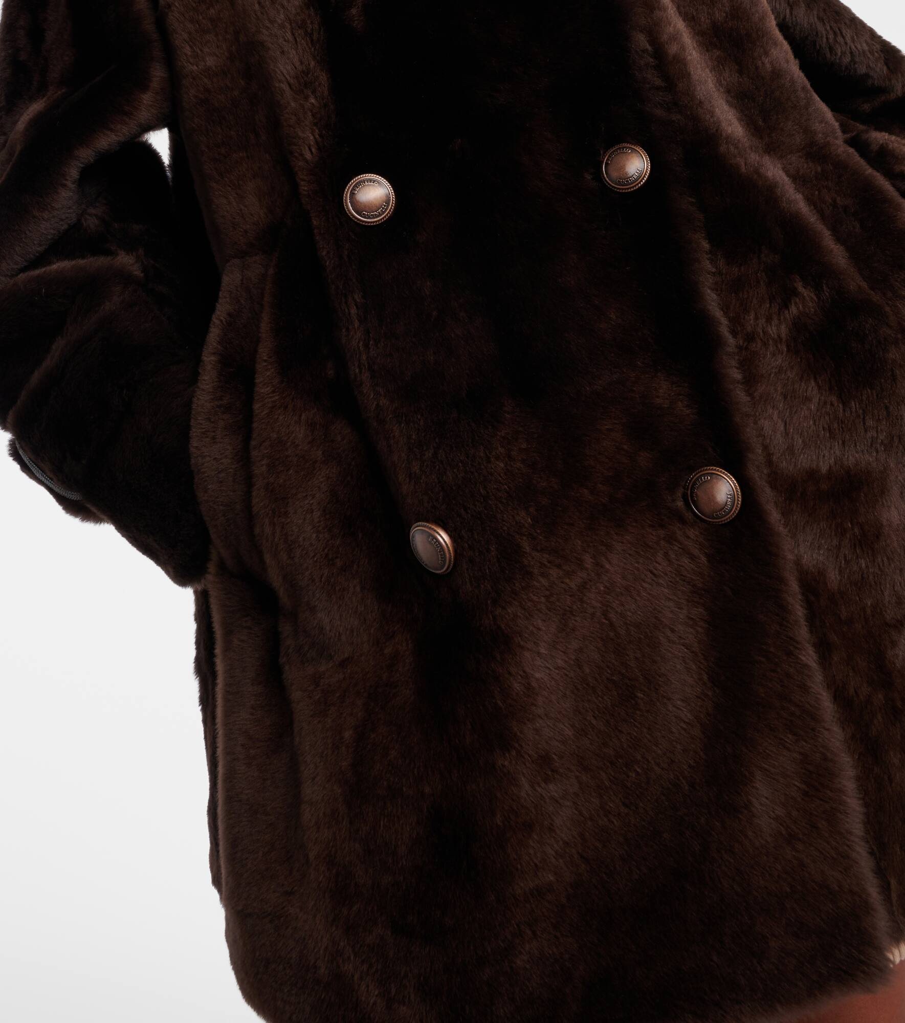 Double-breasted shearling jacket - 5