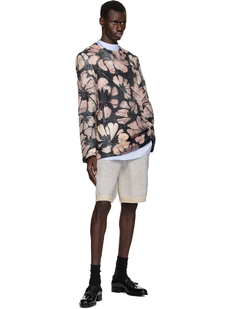 Dries Van Noten Silver Metallic Knit Shorts outlook