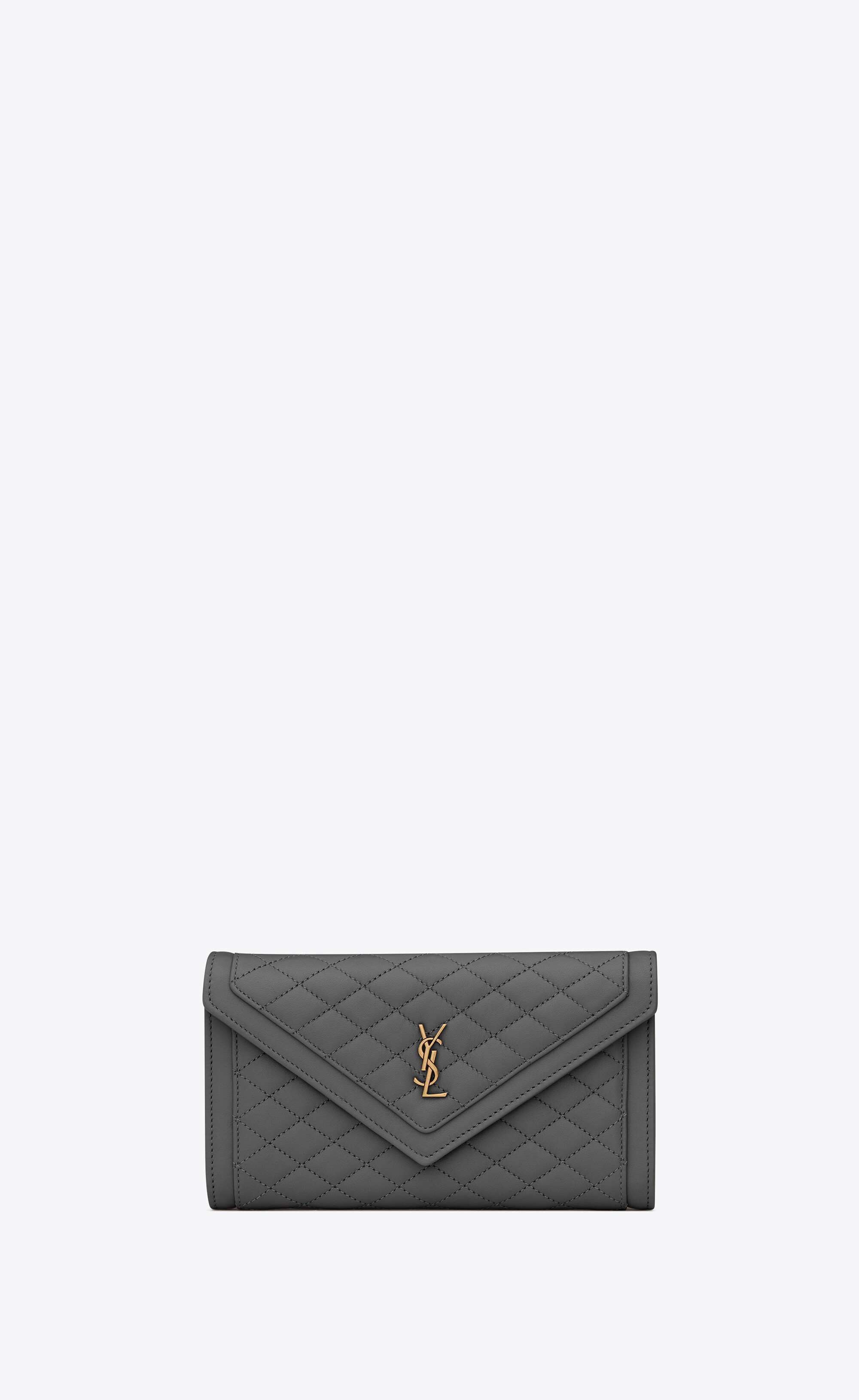 Saint Laurent Monogram Fragments Flap Card Case In Quilted Grain