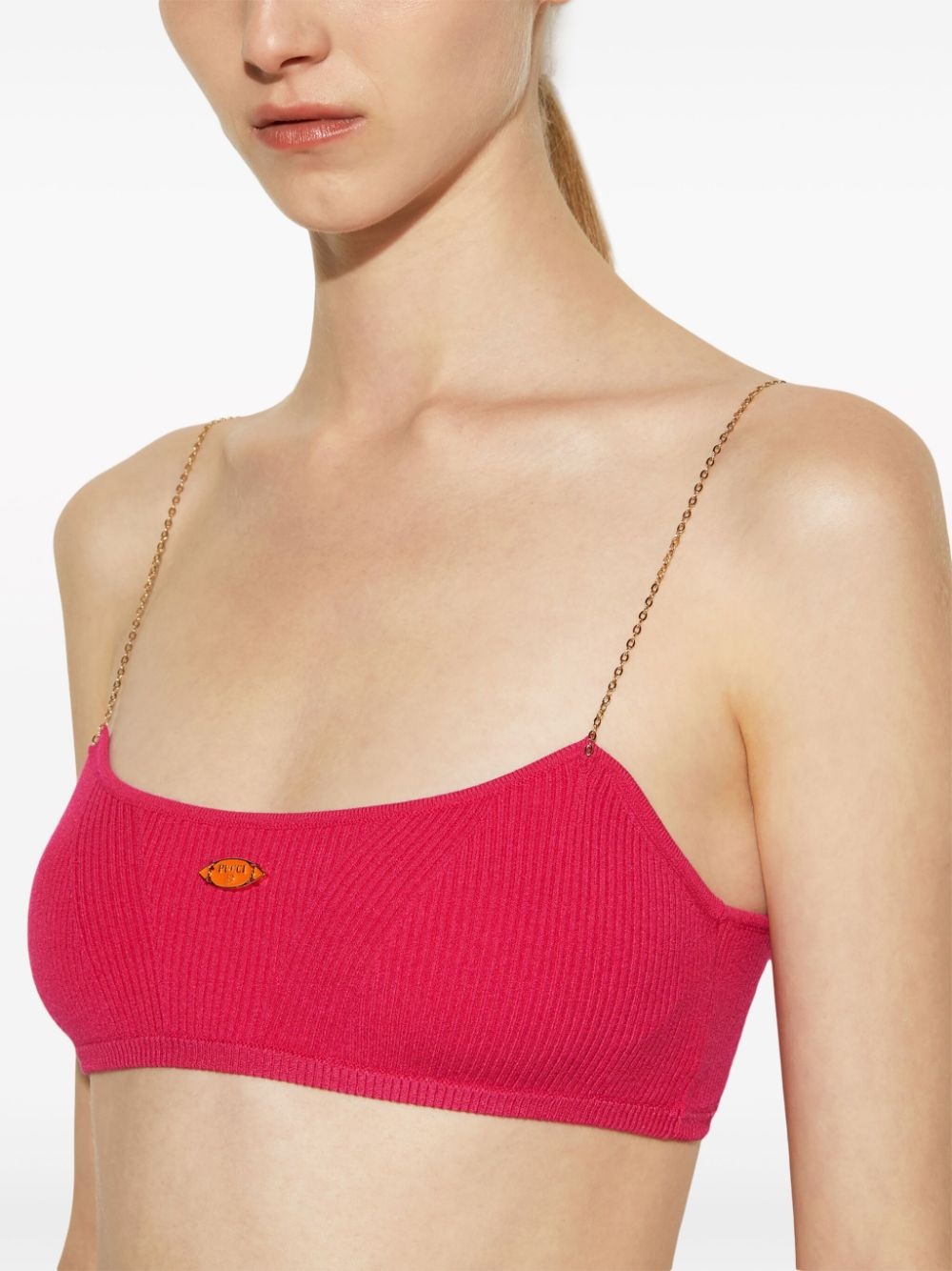 chain-strap ribbed bandeau top - 5