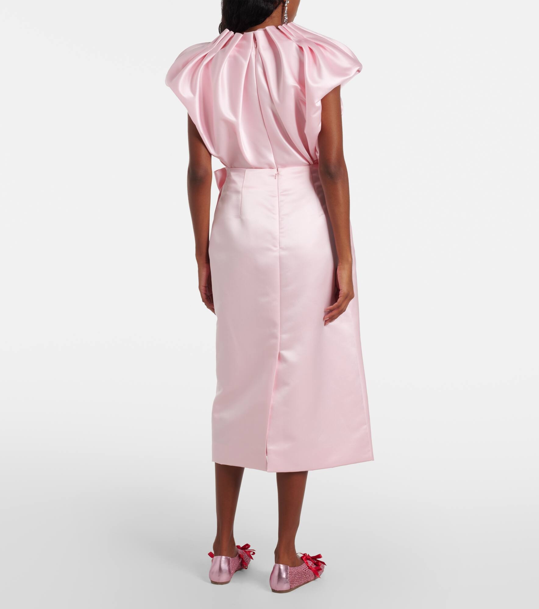 Draped satin midi skirt - 3