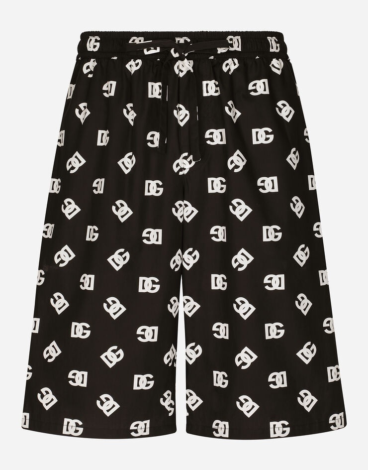 Cotton jogging shorts with DG Monogram print - 1