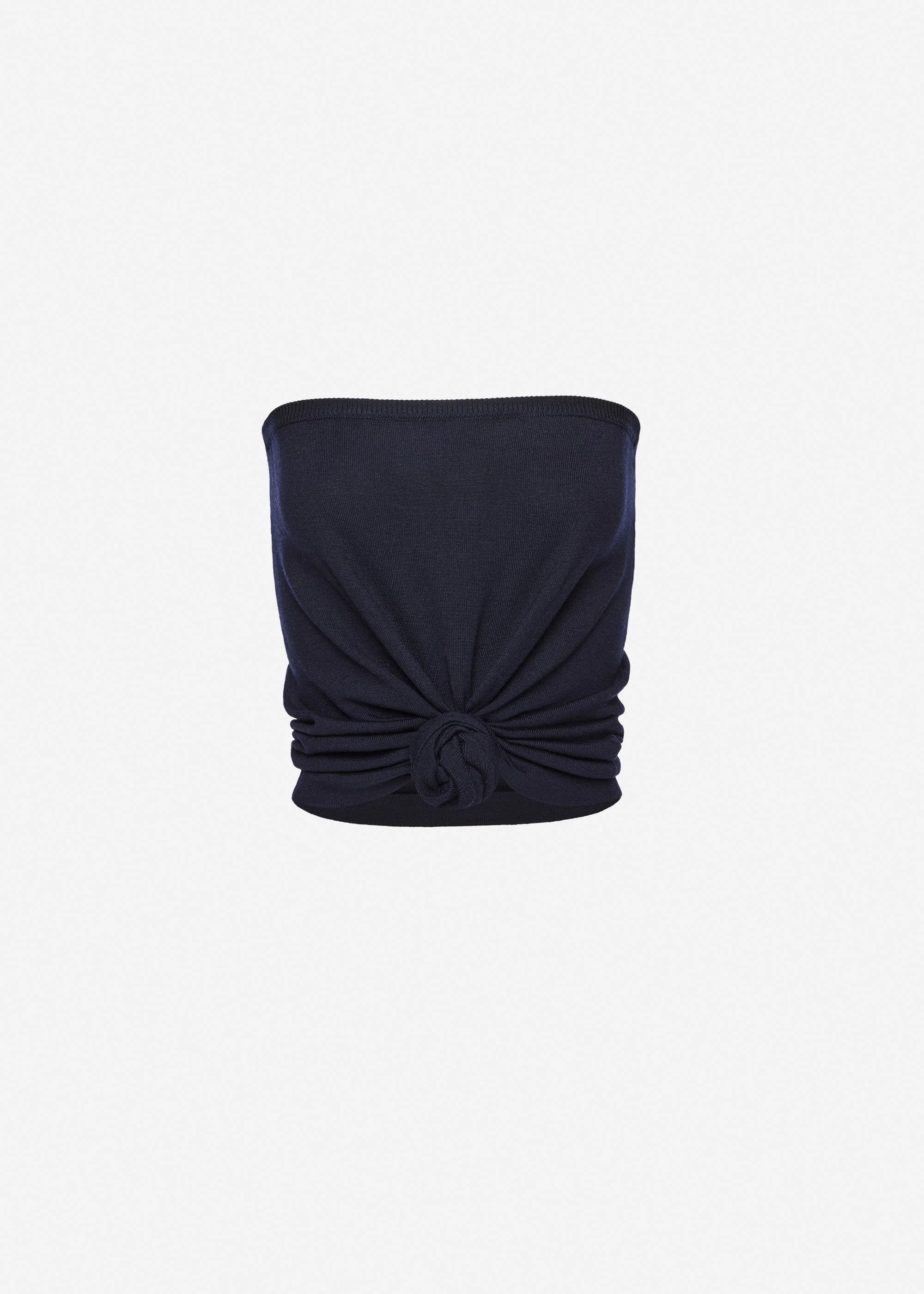 Knot bandeau wool top in navy - 1