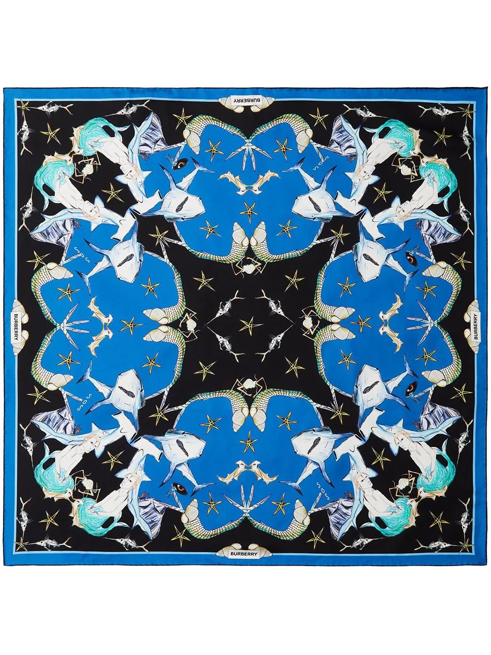 sea life-print silk scarf - 1