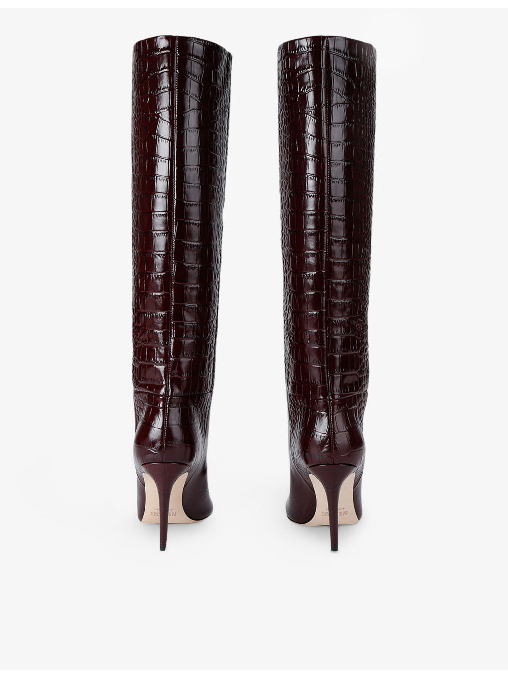 Croc-embossed leather high-leg boots - 3
