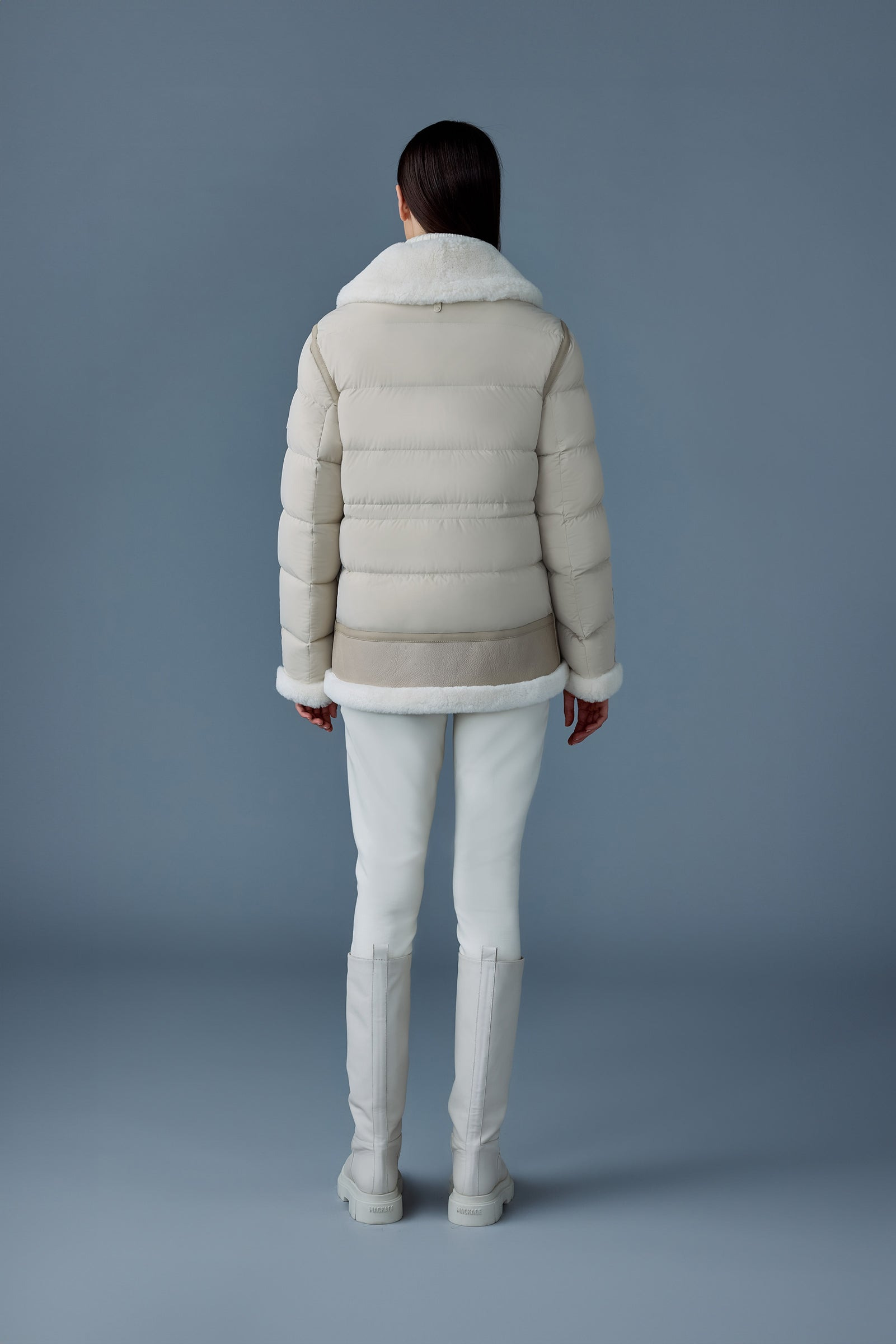 VANNA Mixed-media shearling down jacket - 4