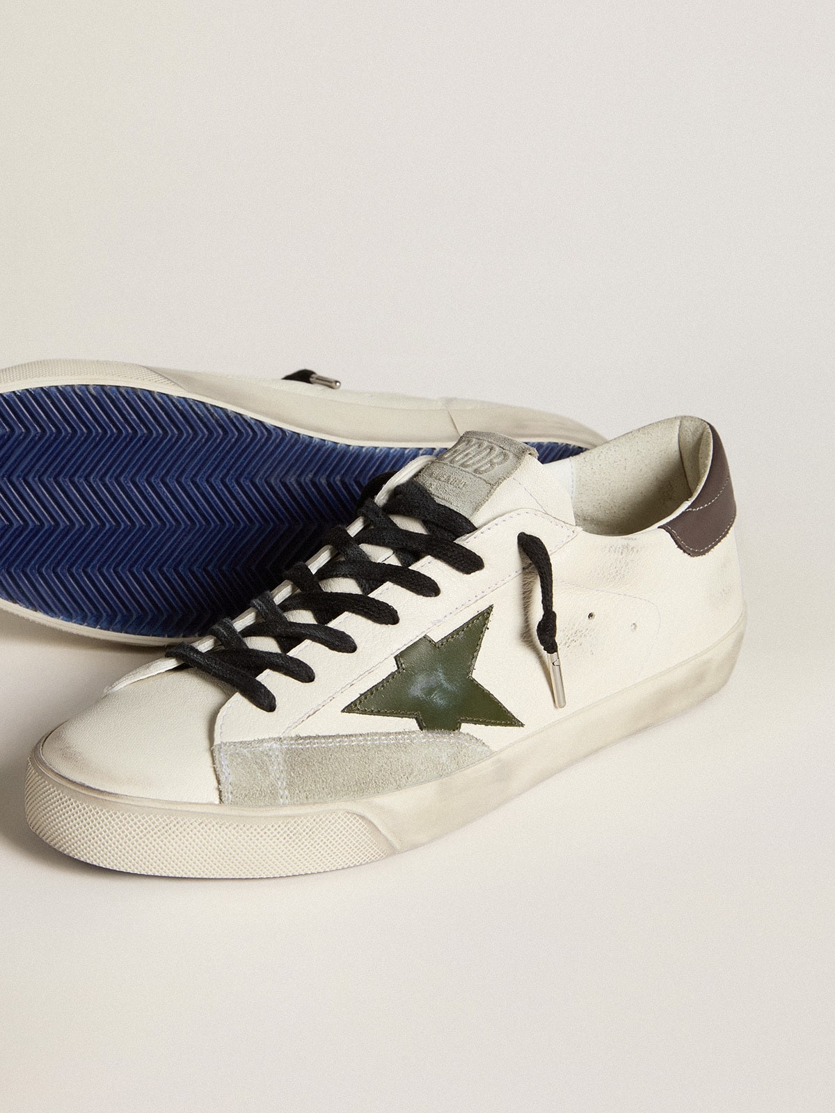 Golden Goose Men's Super-Star in nappa with green leather