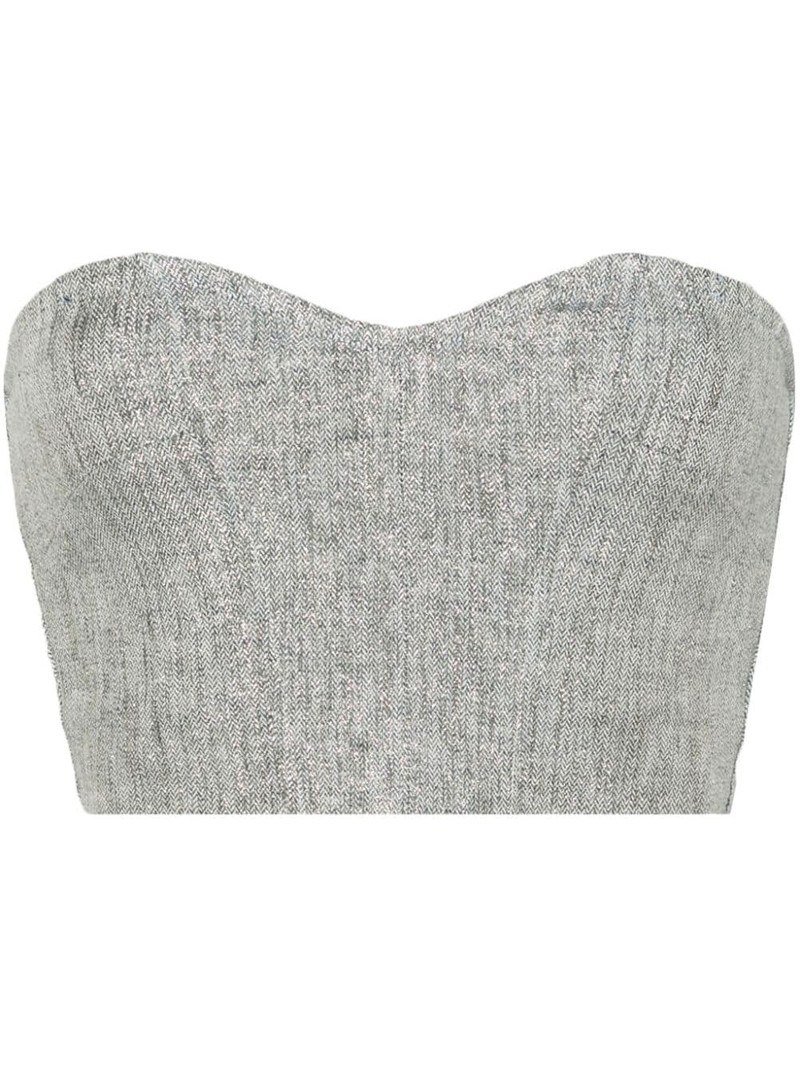 chevron-knit lurex strapless top 1