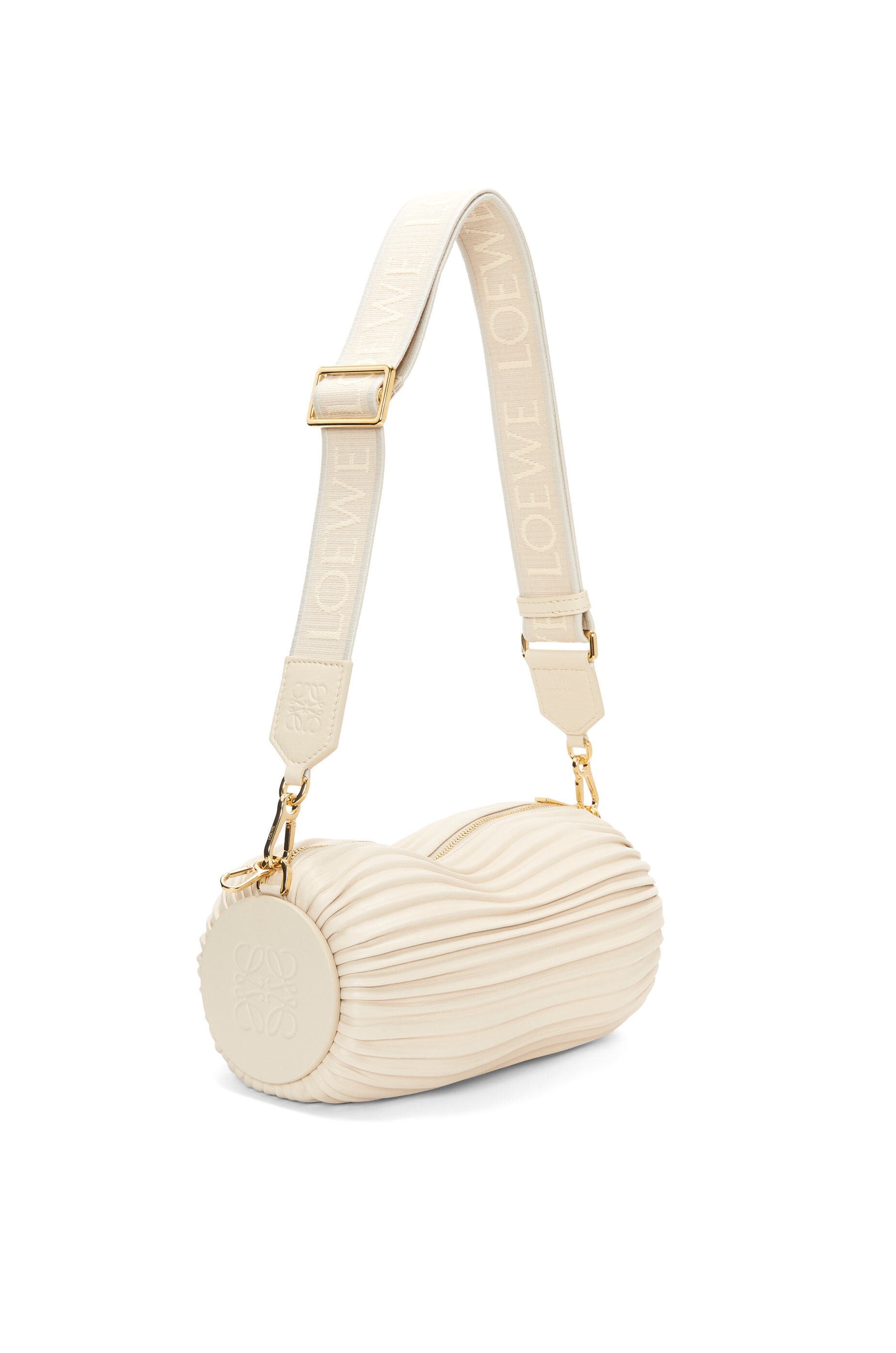 Bracelet Pouch in pleated nappa & Anagram strap in jacquard and calfskin - 2