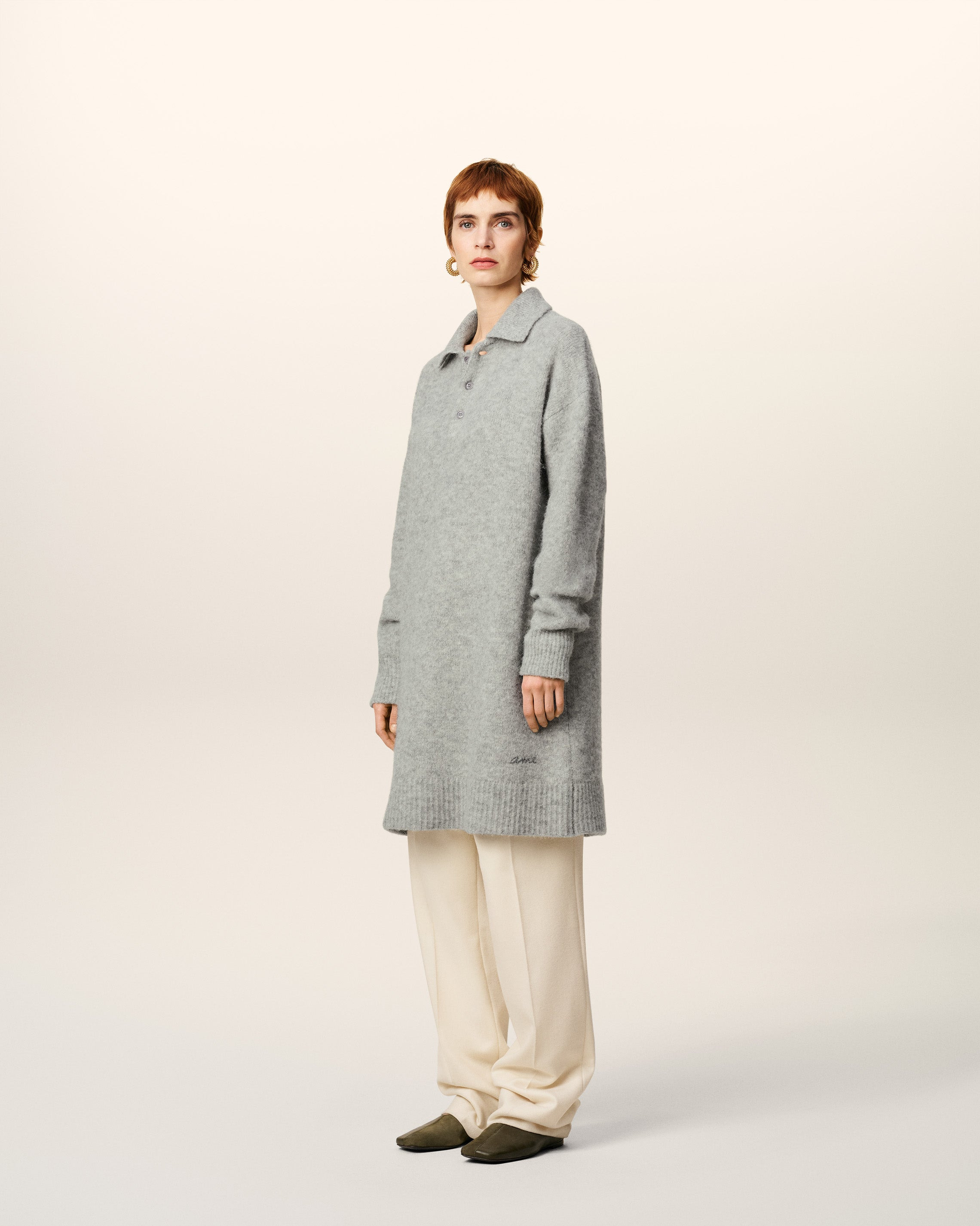 GREY ALPACA AMI POLO DRESS - 6