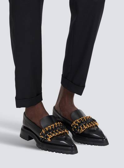 Balmain Leather Army loafers with chain outlook