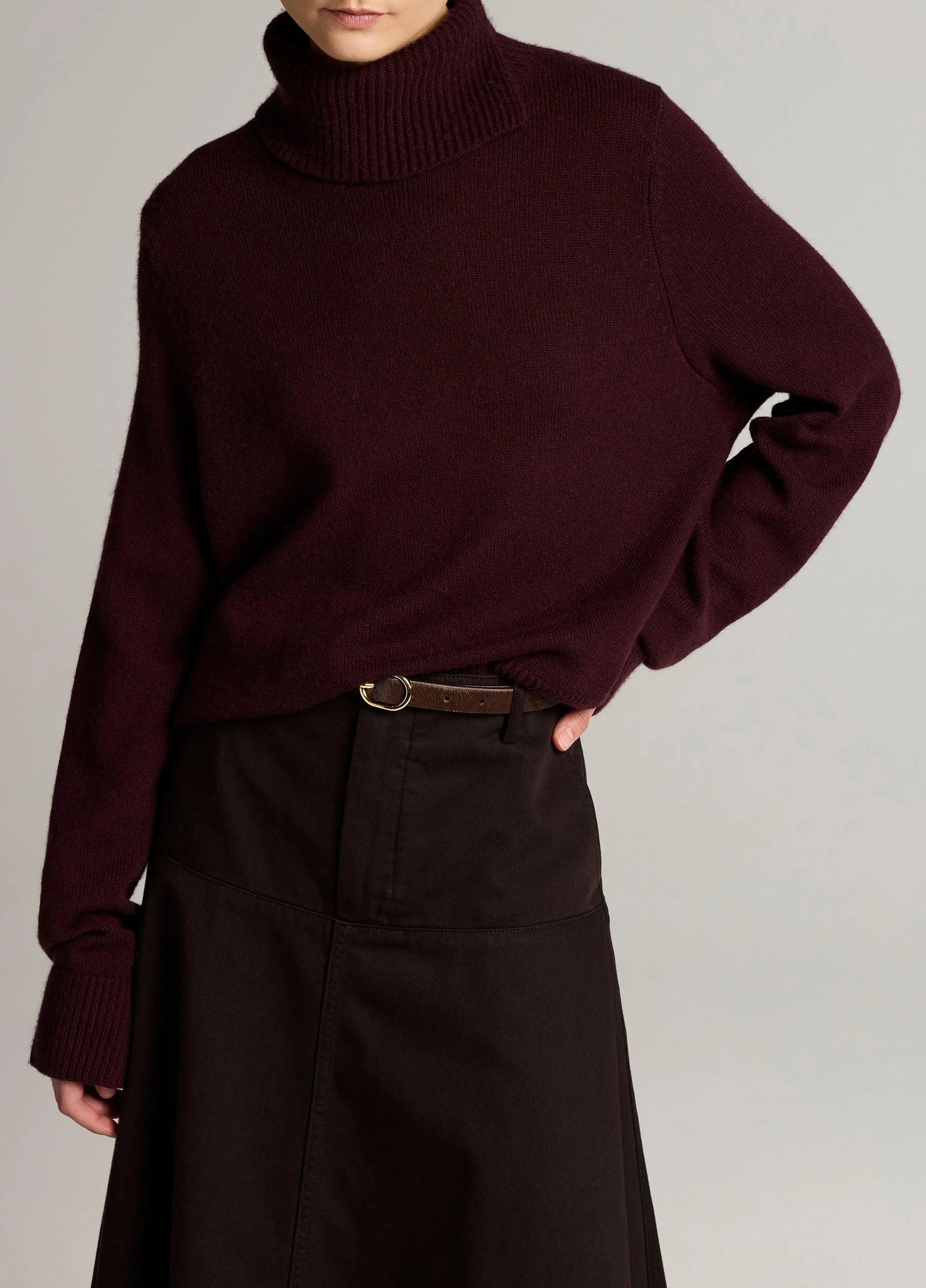 Wool-Cashmere Side-Slit Turtleneck Sweater - 1