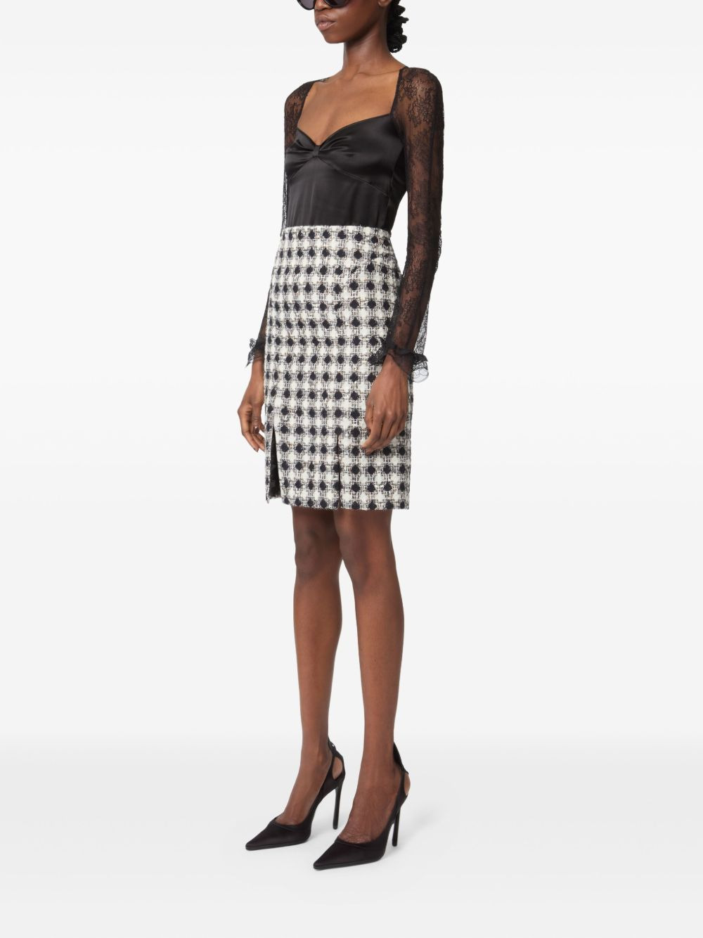 wool slited mini skirt - 3