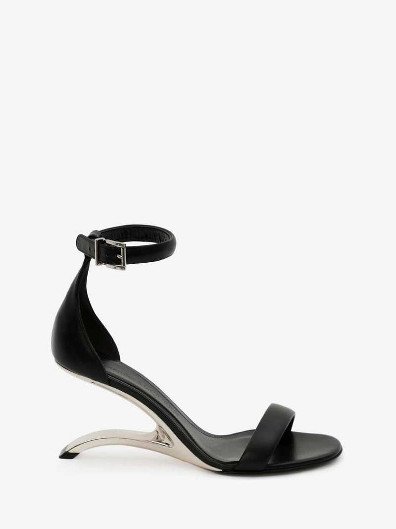 Arc Leather Sandal in Black/silver - 1