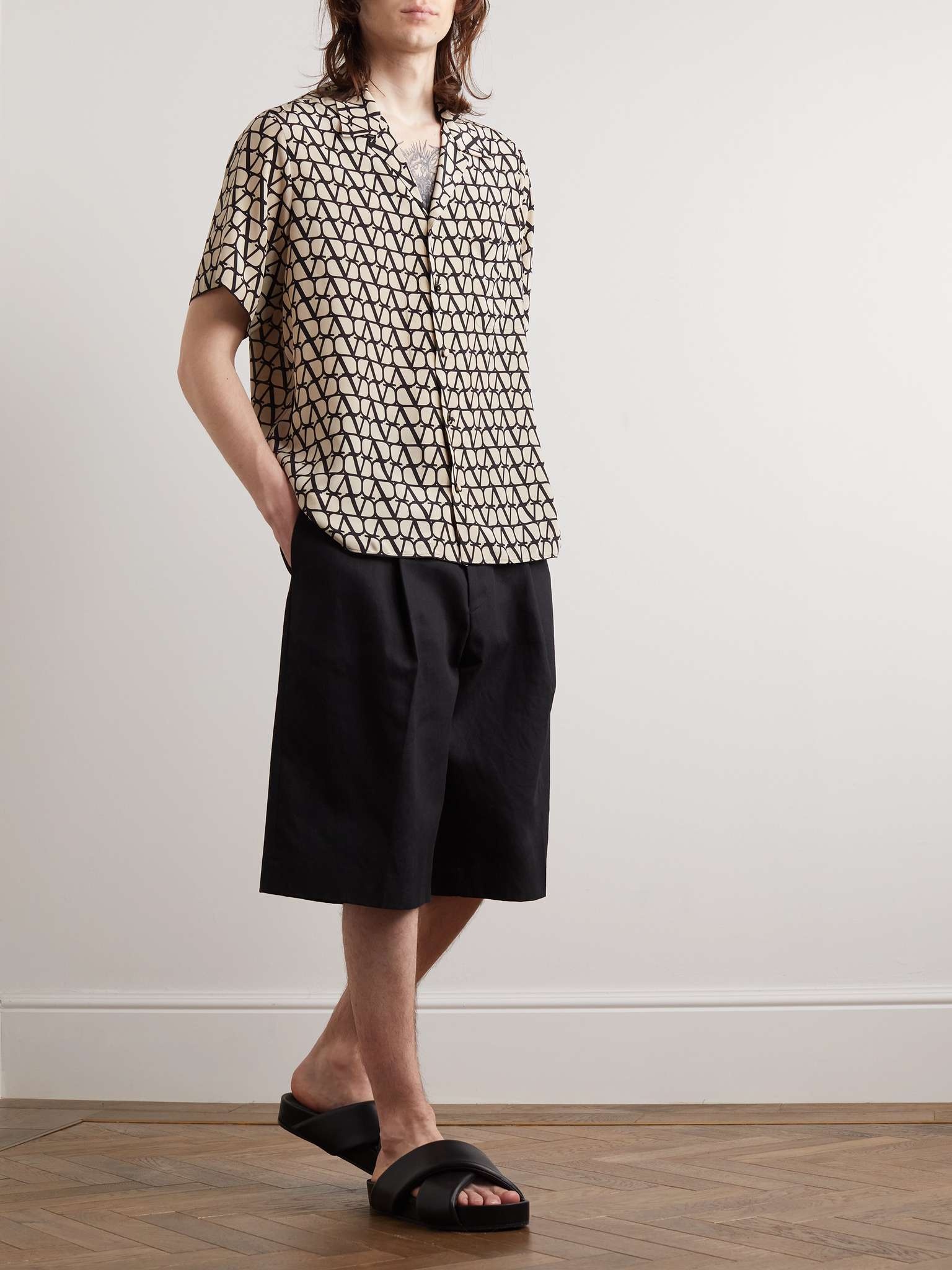 Camp-Collar Logo-Print Silk Crepe de Chine Shirt - 2