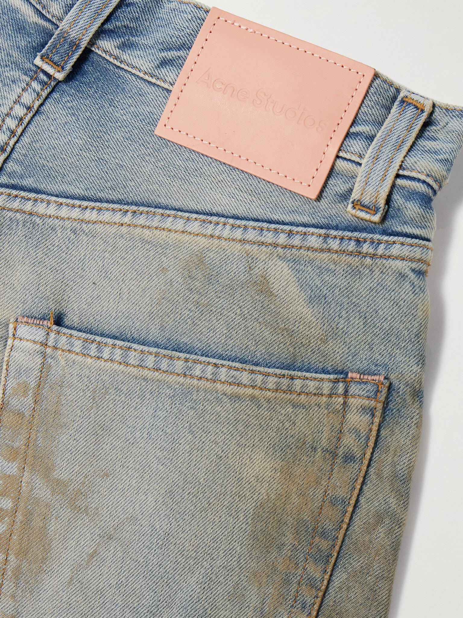 2023 distressed organic mid-rise wide-leg jeans Blue - 6