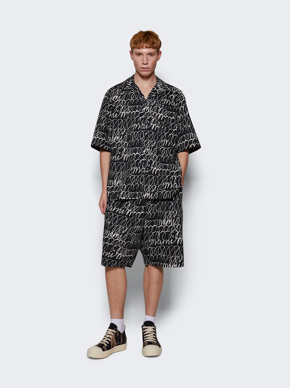 Tropical Wool Bowling Shirt Black - 2