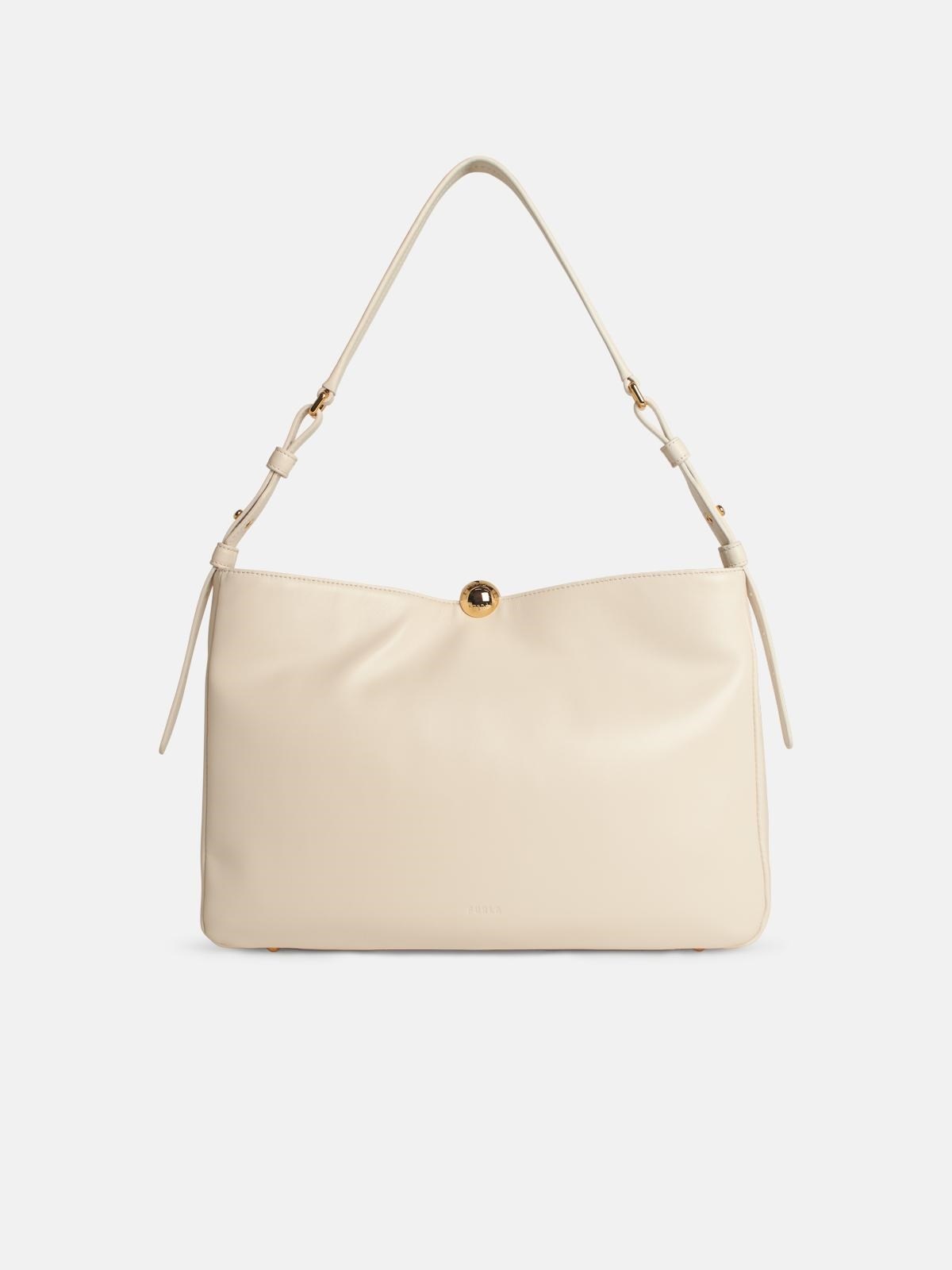 CREAM LEATHER LARGE 'SFERA SOFT' BAG - 3