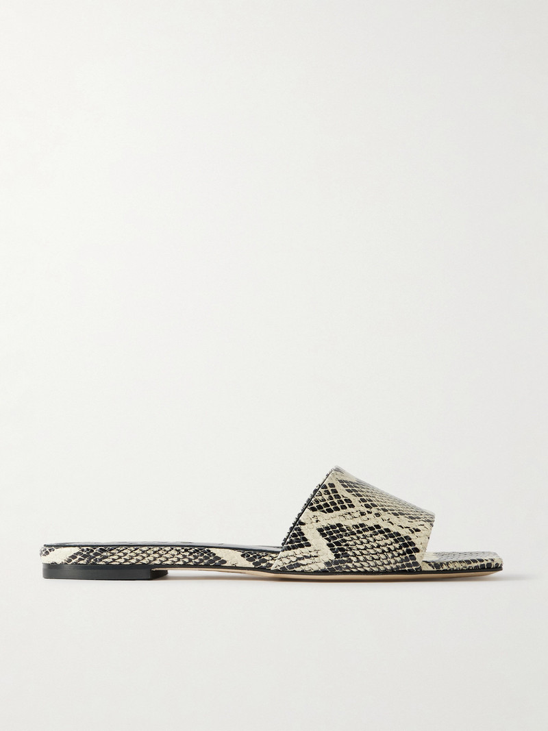 Anna Snake-effect Leather Slides 1