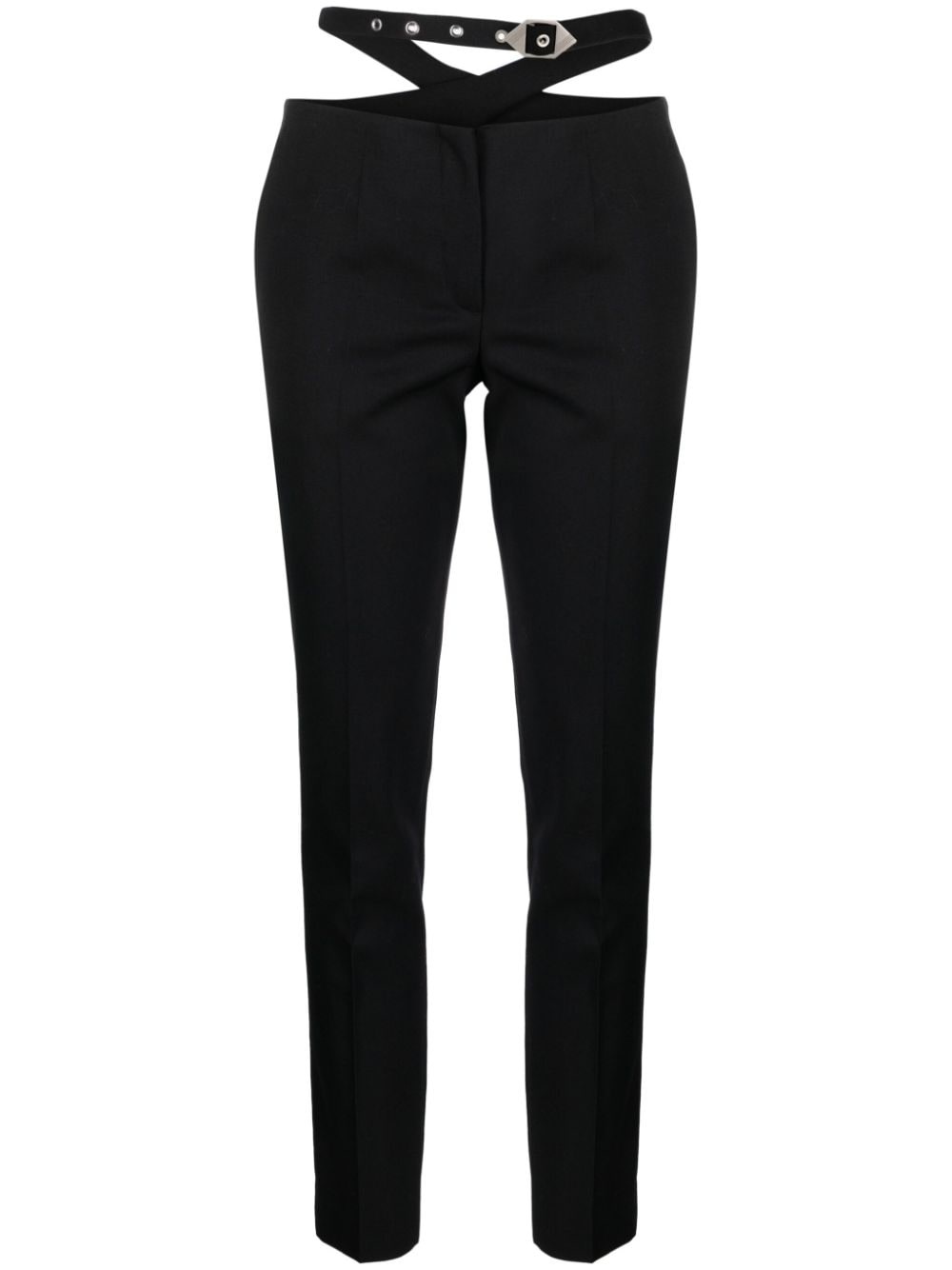 waist-strap wool trousers - 1